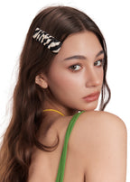 Zyra Silk Hair Barrette Clip - Black & White