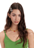 Cordellia Silk Hair Barrette Clip - Beige