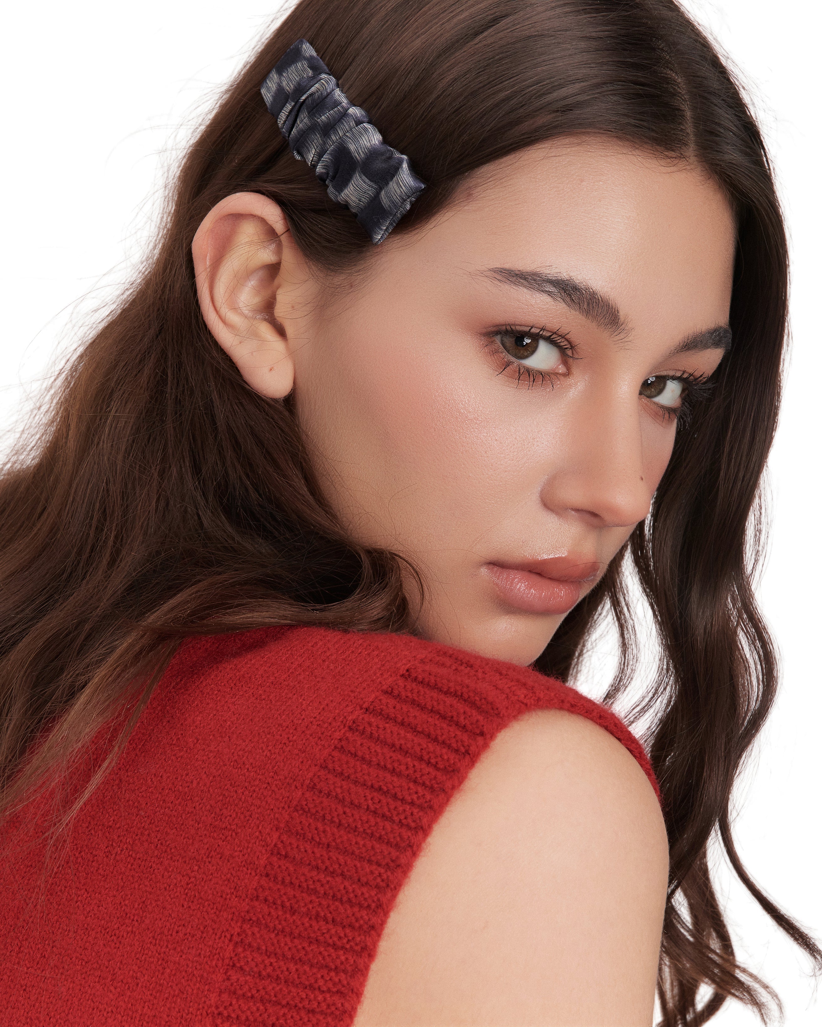 Lunelle Silk Hair Barrette Clip - Steel Blue