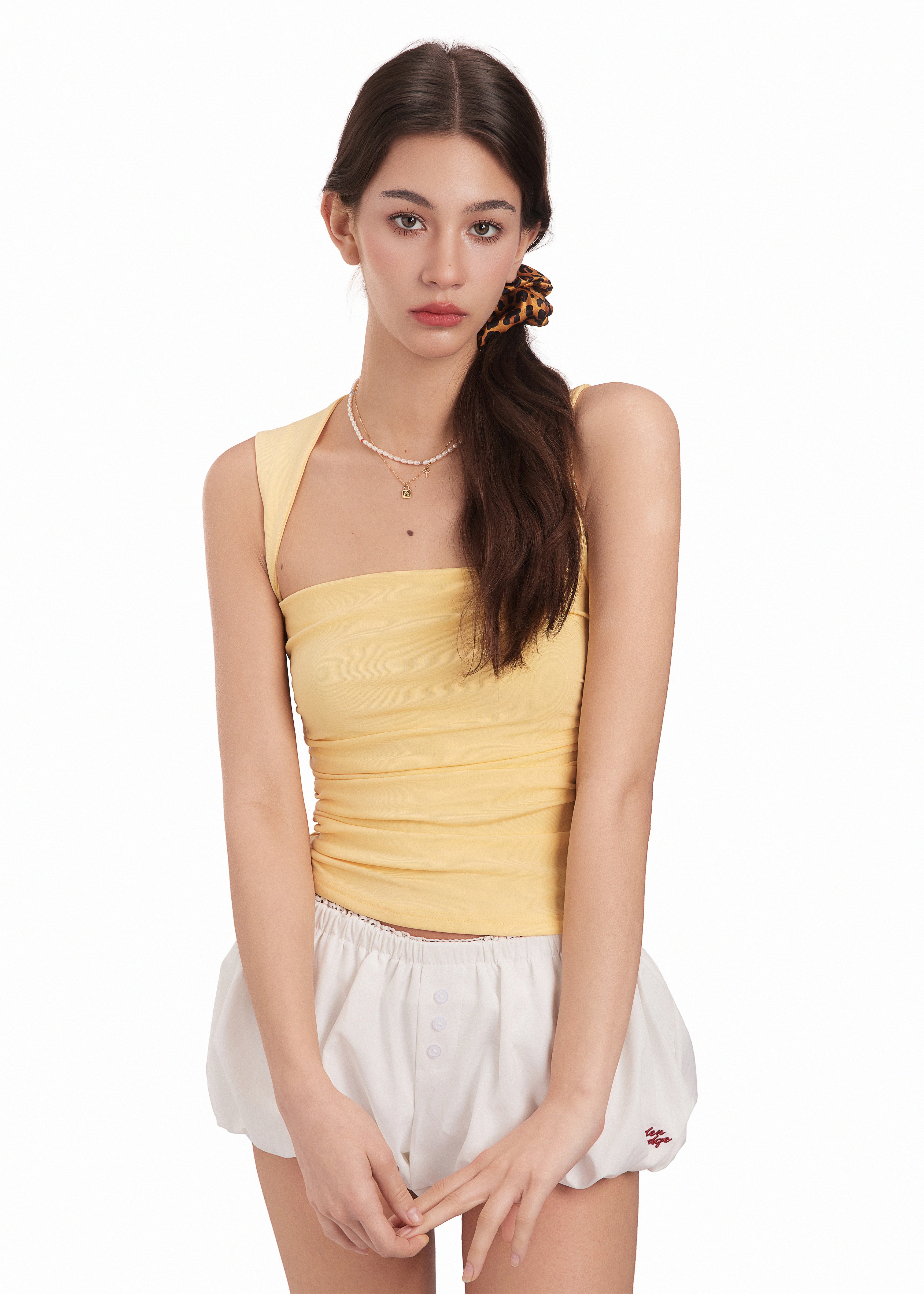 Leopard Silk Scunchie - Brown