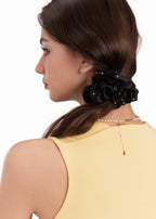Crystal Twinkle Silk Scrunchie - Black