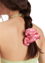 Polka Dot Silk Scrunchie - Pink - Pink - OLAH Ponytail Holders