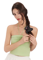 Petite Dot Silk Scrunchie - Black - Black - OLAH Ponytail Holders