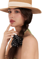 Petite Dot Silk Scrunchie - Black - Black - OLAH Ponytail Holders