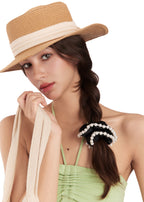 Pearl Embellished Silk Scrunchie - Black - Black - OLAH Ponytail Holders