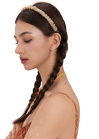 Scrunched Silk Skinny Headband - Apricot - Beige - OLAH Headbands