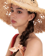 Bunny Ear Silk Hair Tie Scrunchie - Apricot