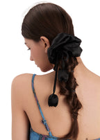 Tulip Silk Hair Tie Scrunchie - Black - Black - OLAH Ponytail Holders