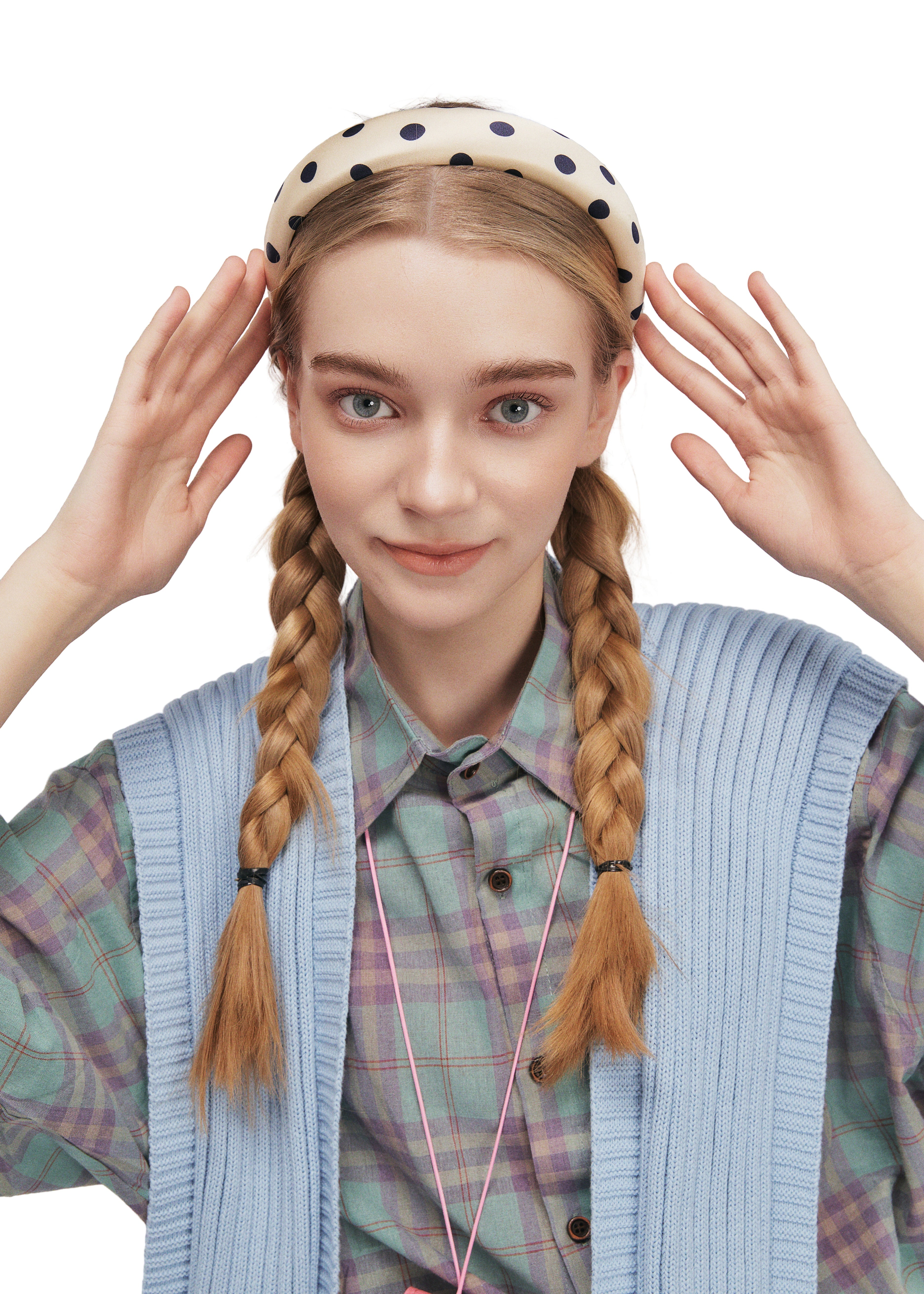 Polka Dot Silk Headband - Black & White