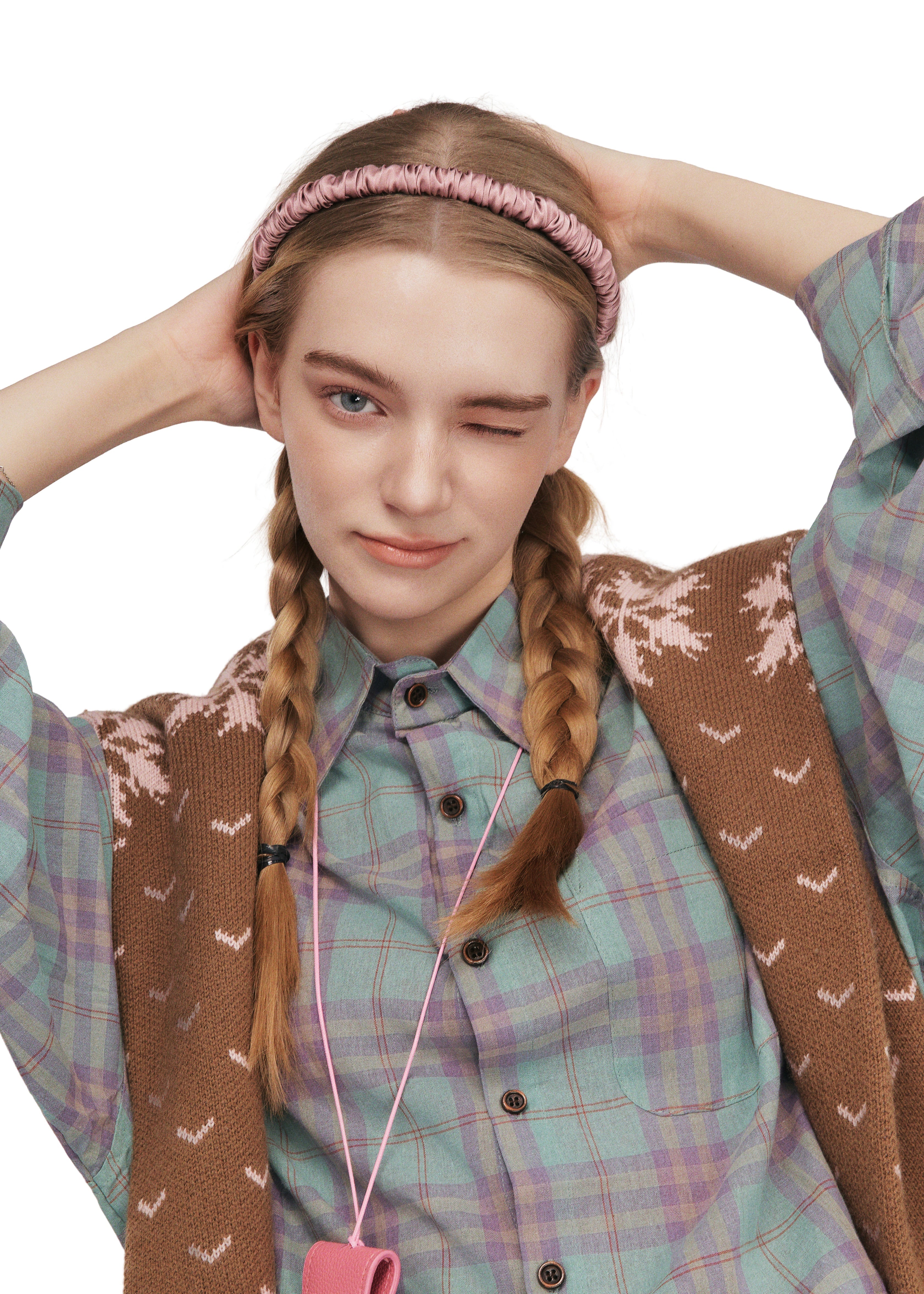 Scrunched Silk Skinny Headband - Dusty Rose