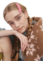 Polka Dot Silk Hair Barrette Clip - Pink