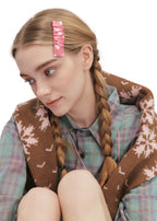 Polka Dot Silk Hair Barrette Clip - Pink