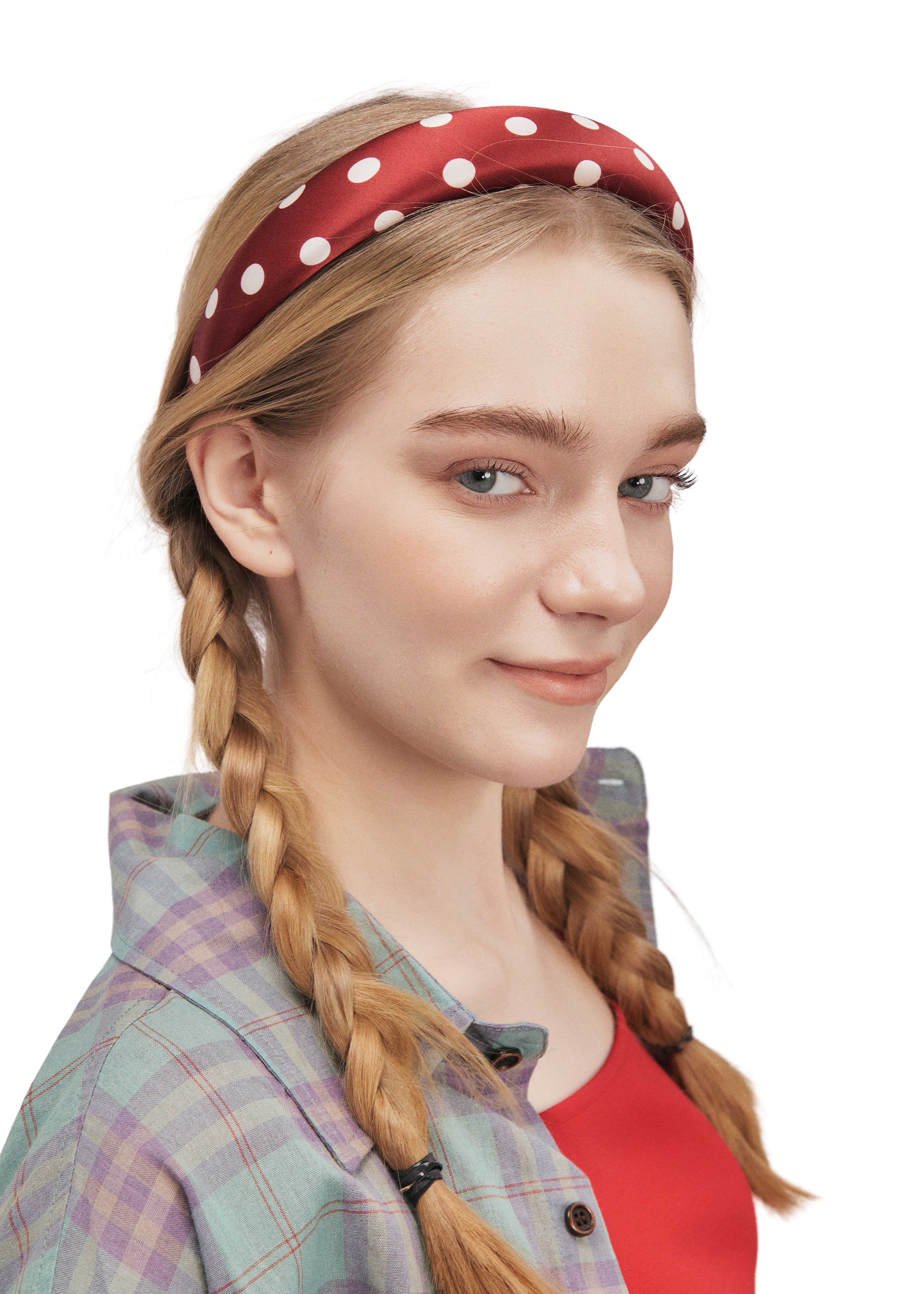 Polka Dot Silk Headband - Red