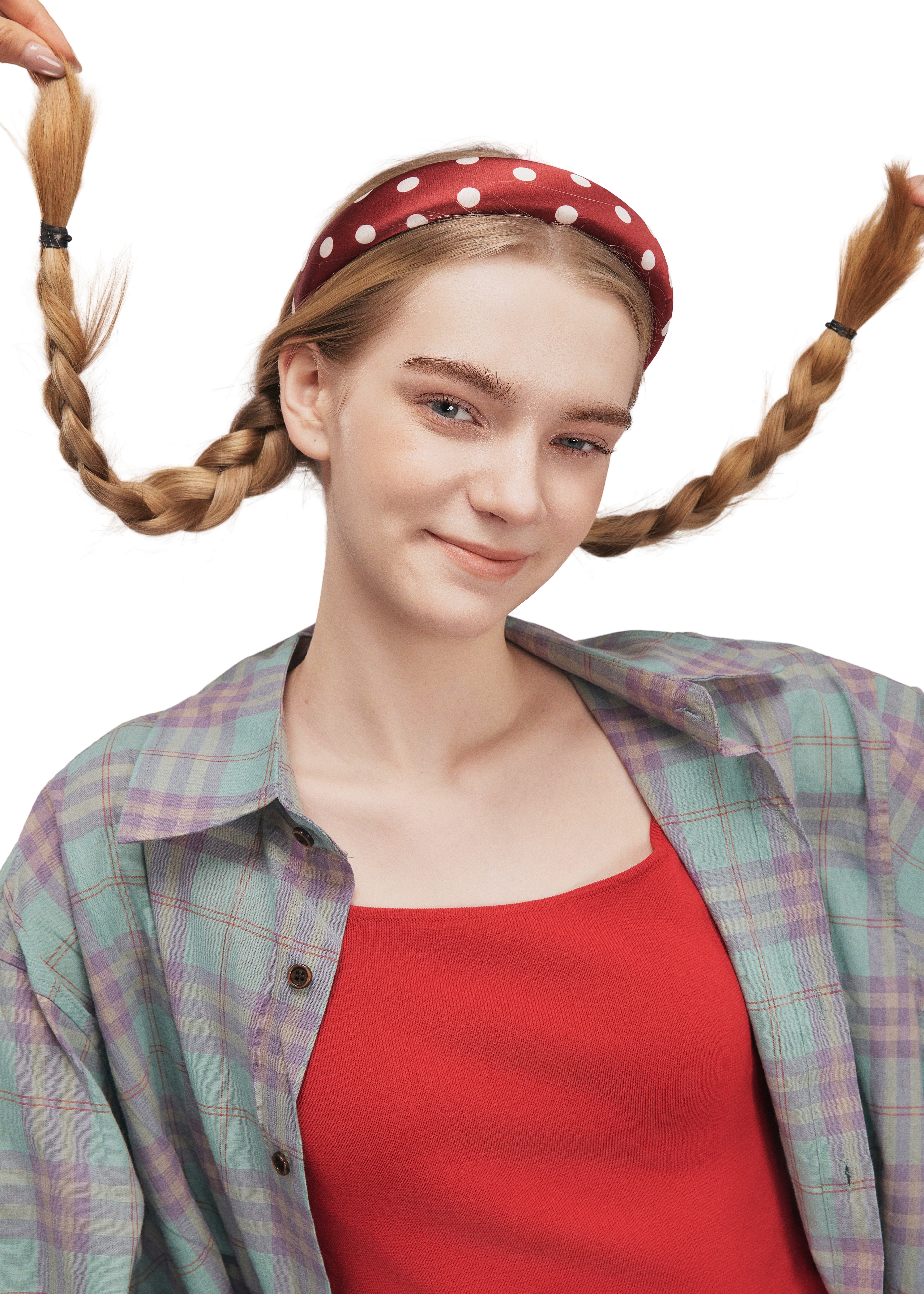 Polka Dot Silk Headband - Red