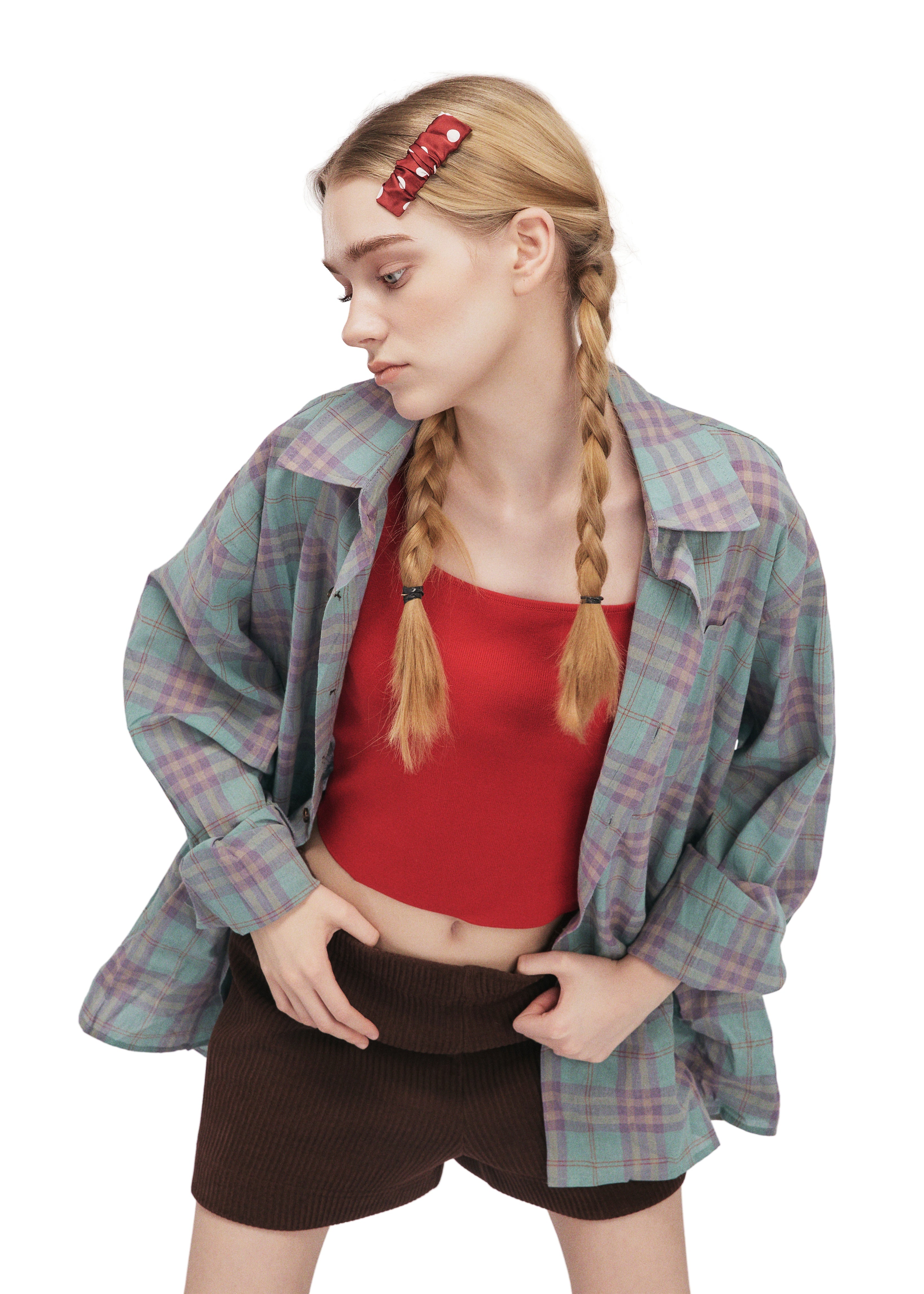 Polka Dot Silk Hair Barrette Clip - Red