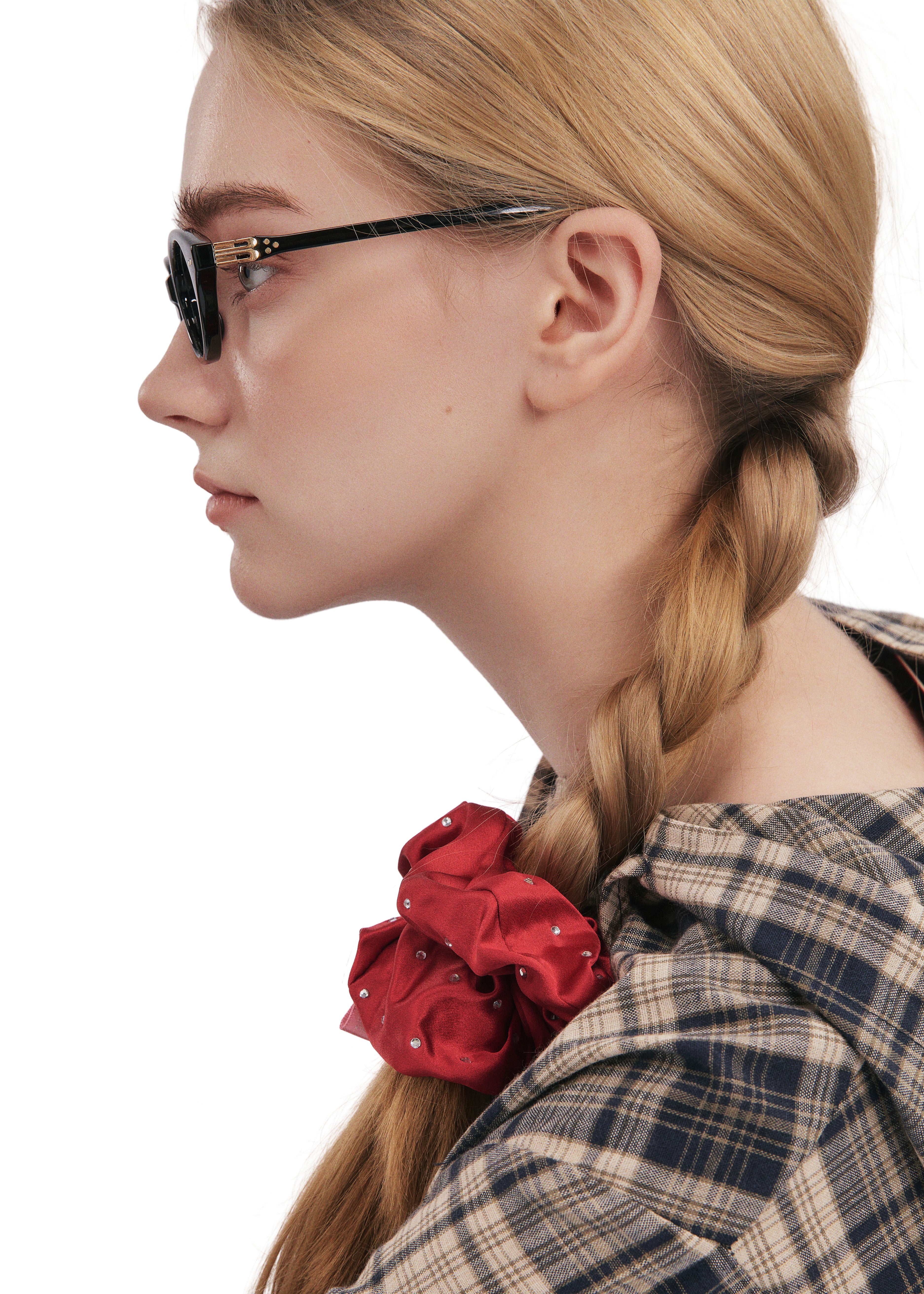 Crystal Twinkle Silk Scrunchie - Red