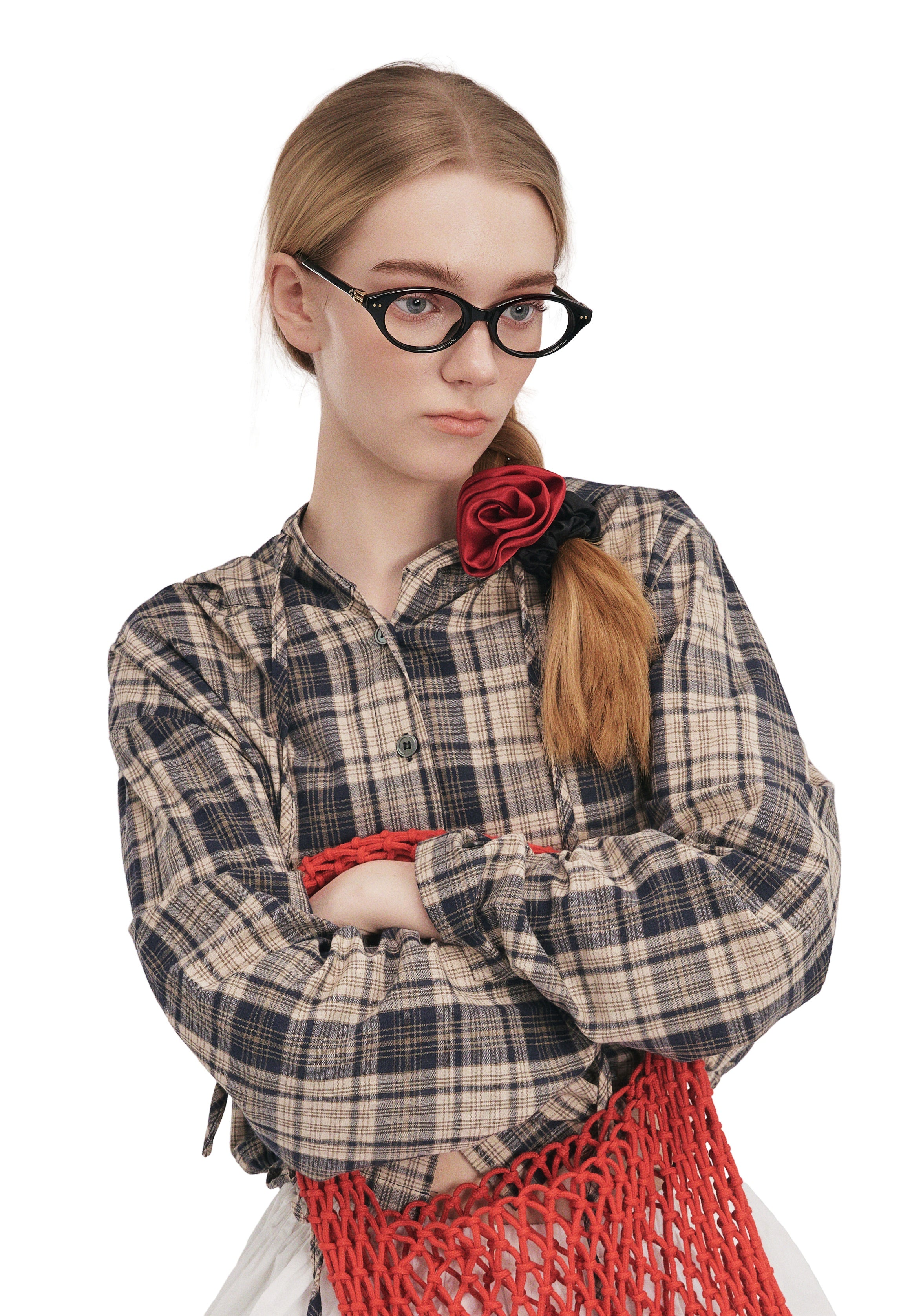 La Frida Rosa Silk Scrunchie - Red