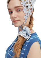 Pearl Embellished Silk Scrunchie - Blue - Blue - OLAH Ponytail Holders