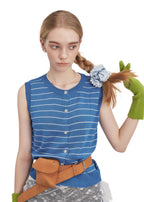 Pearl Embellished Silk Scrunchie - Blue - Blue - OLAH Ponytail Holders