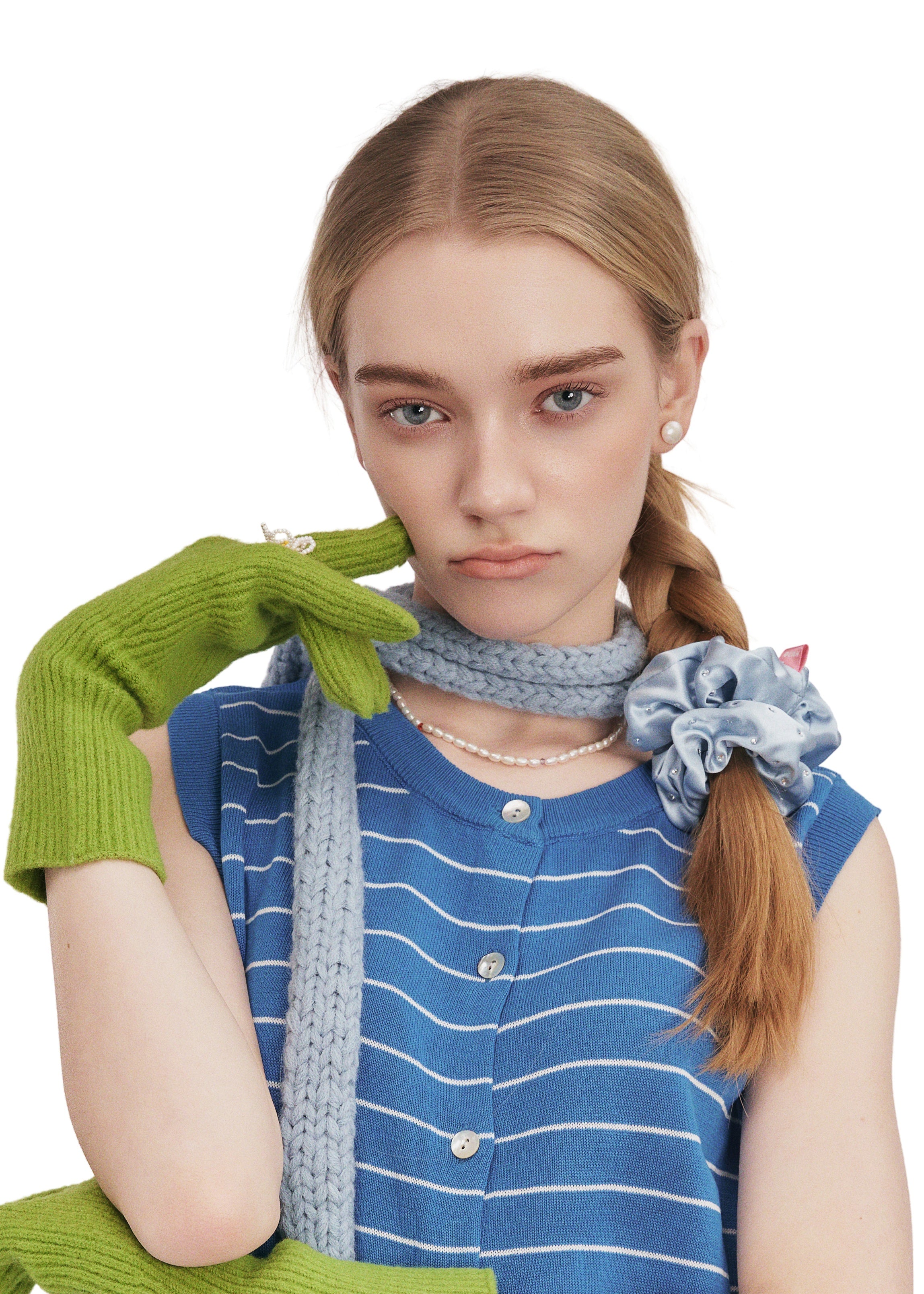 Crystal Twinkle Silk Scrunchie - Sky Blue