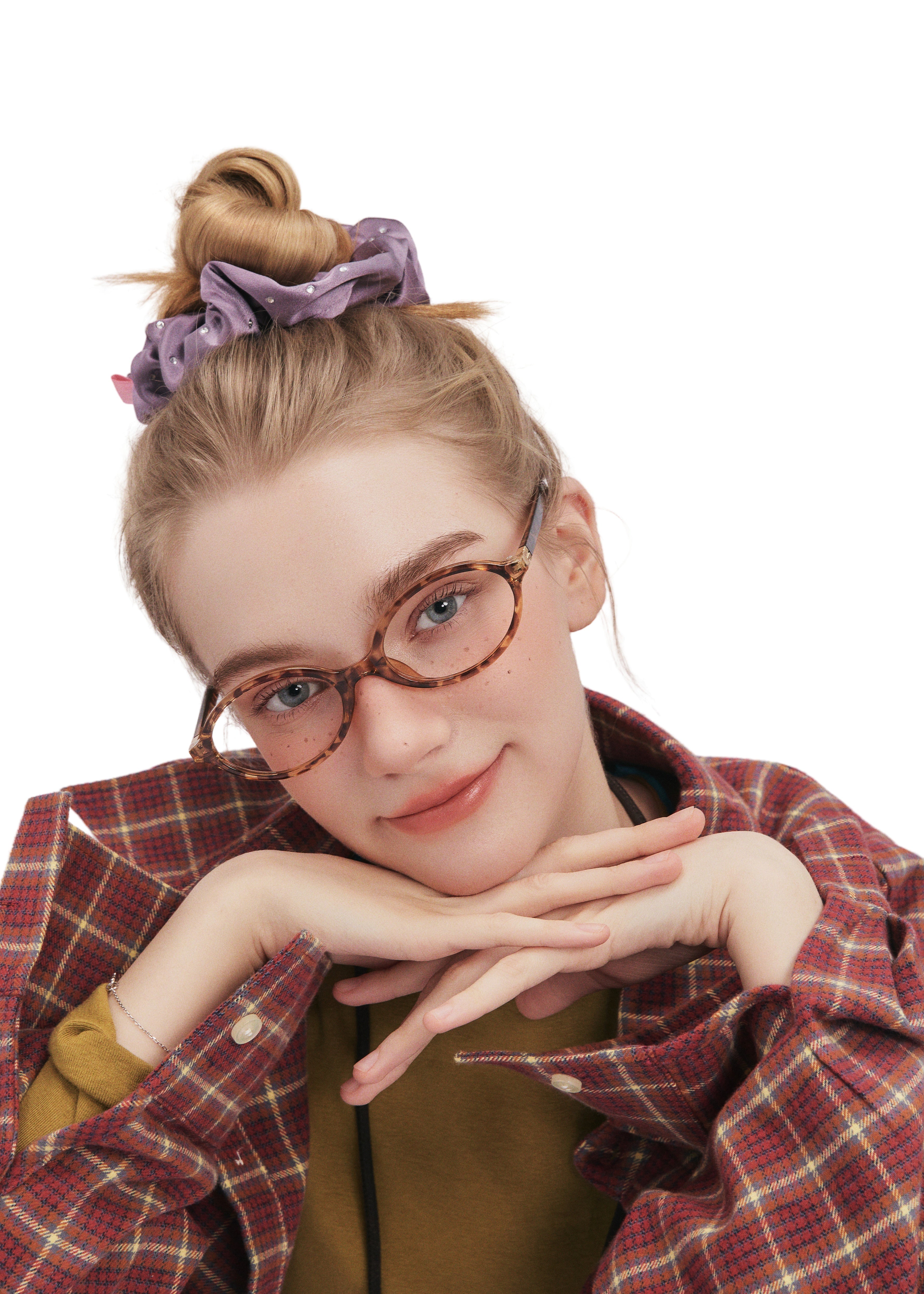 Crystal Twinkle Silk Scrunchie - Purple