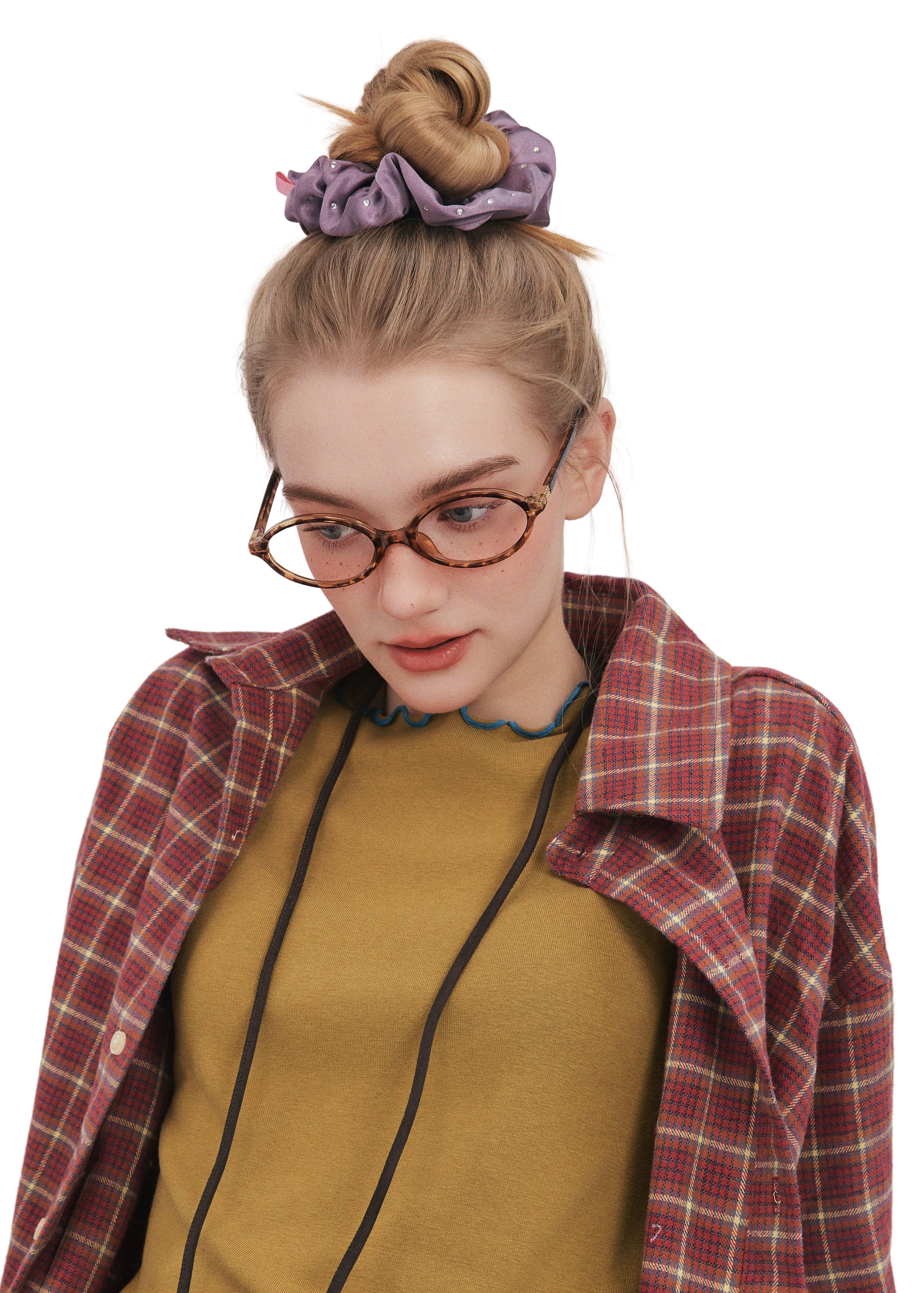 Crystal Twinkle Silk Scrunchie - Purple