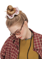 Pearl Embellished Silk Scrunchie - Pink - Pink - OLAH Ponytail Holders