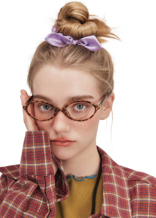 Bunny Ear Silk Hair Tie Scrunchie - Purple