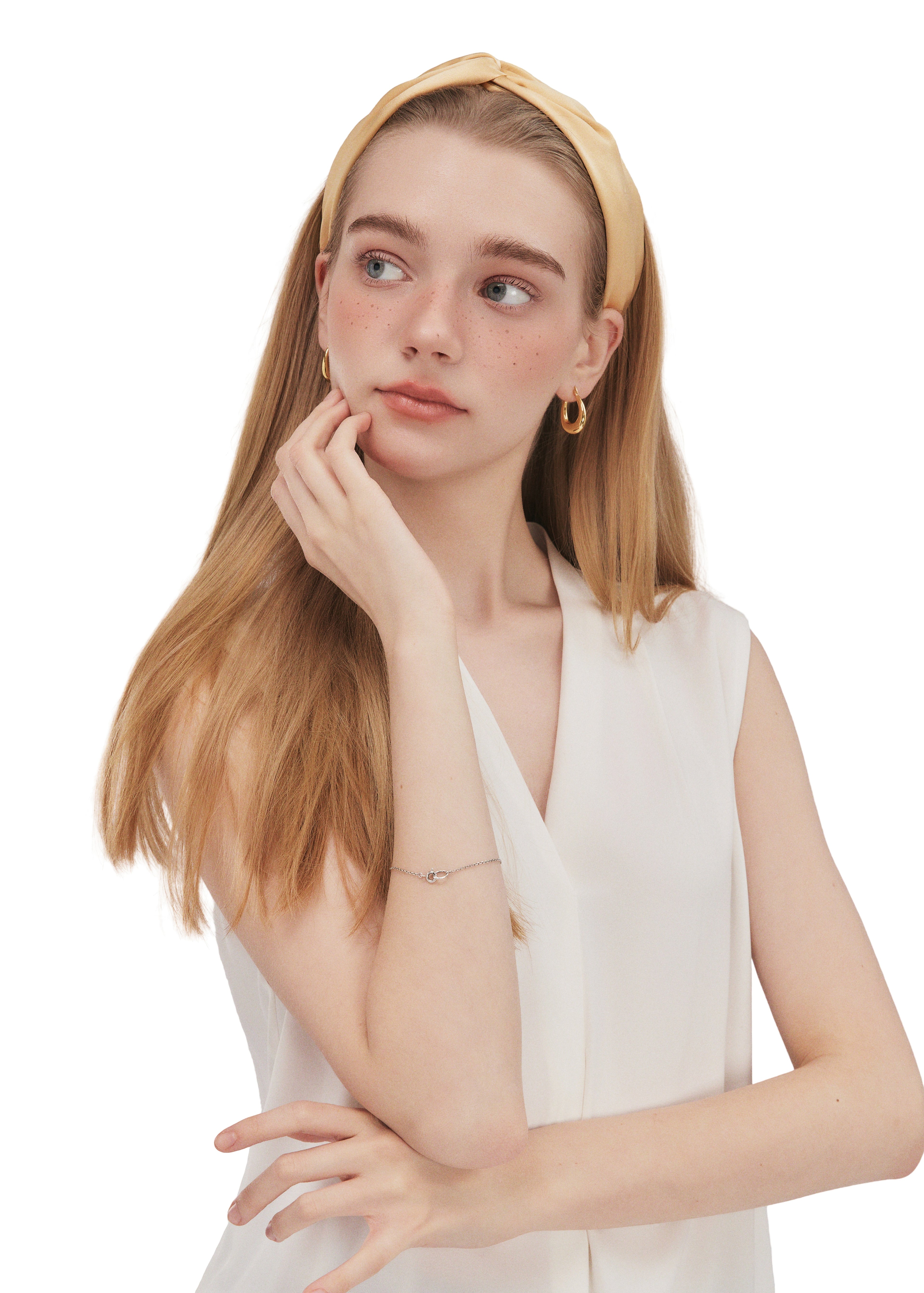 Silk Twisted Hairband - Champagne