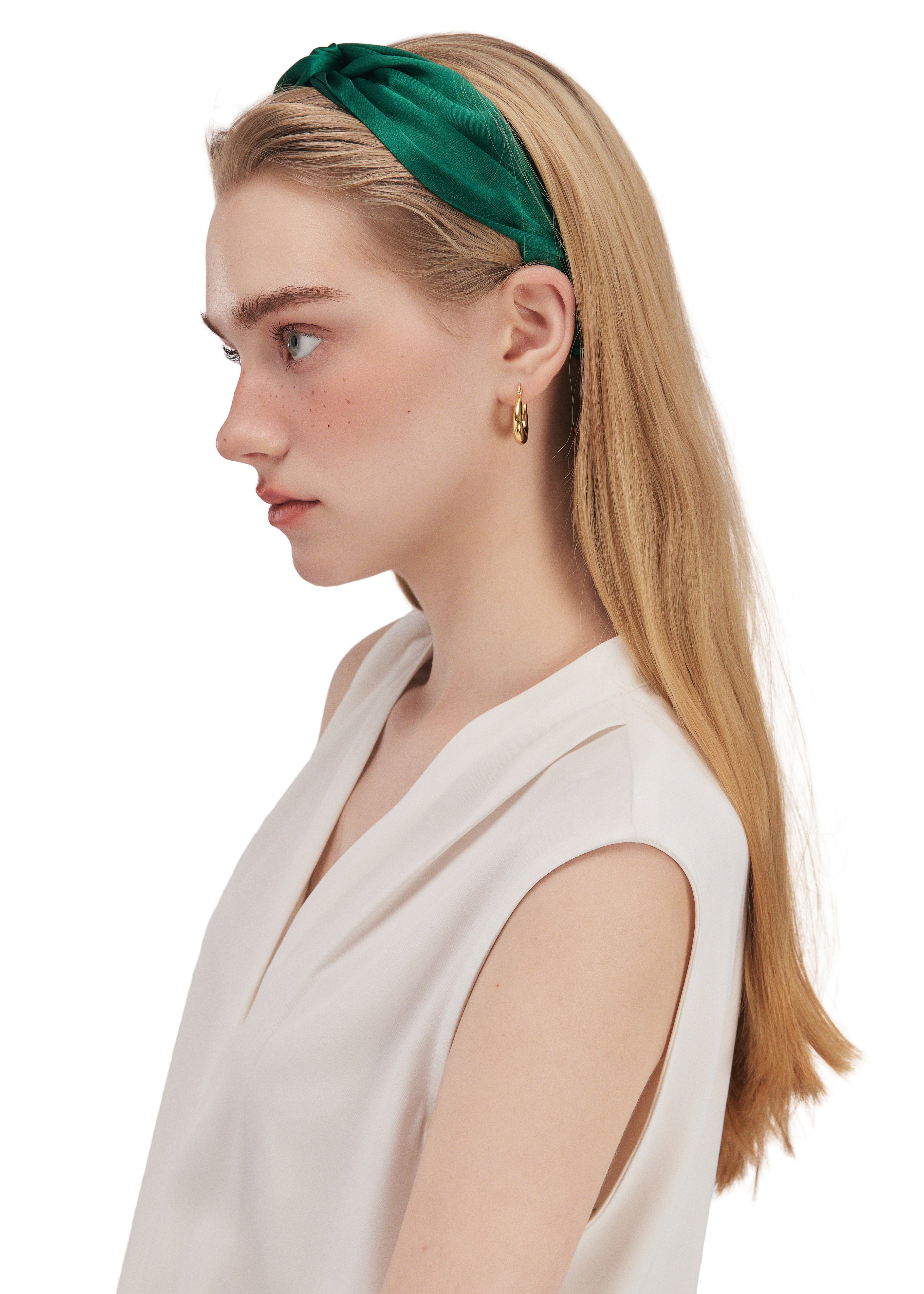Silk Twisted Hairband - Dark Green