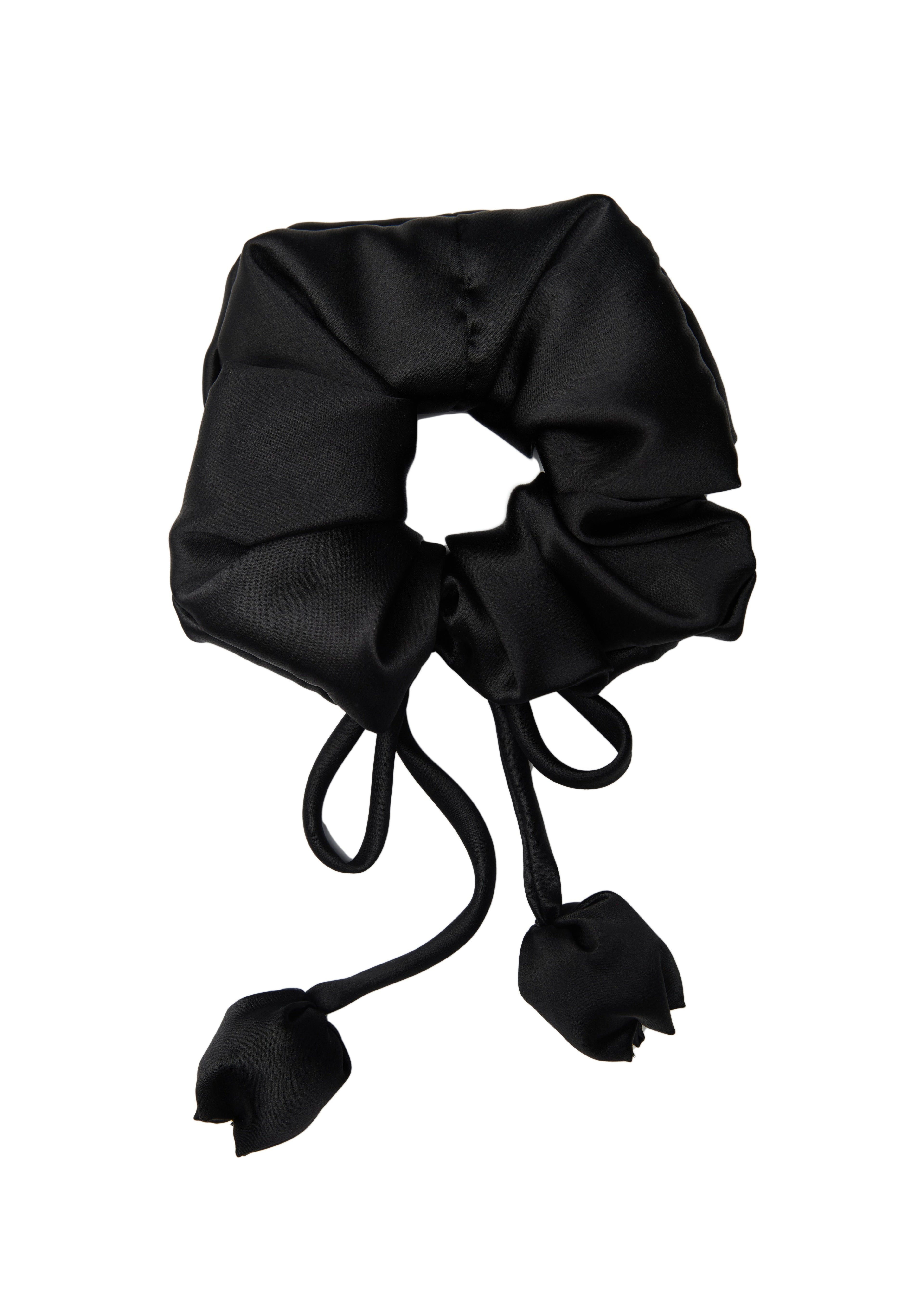 Tulip Silk Hair Tie Scrunchie - Black