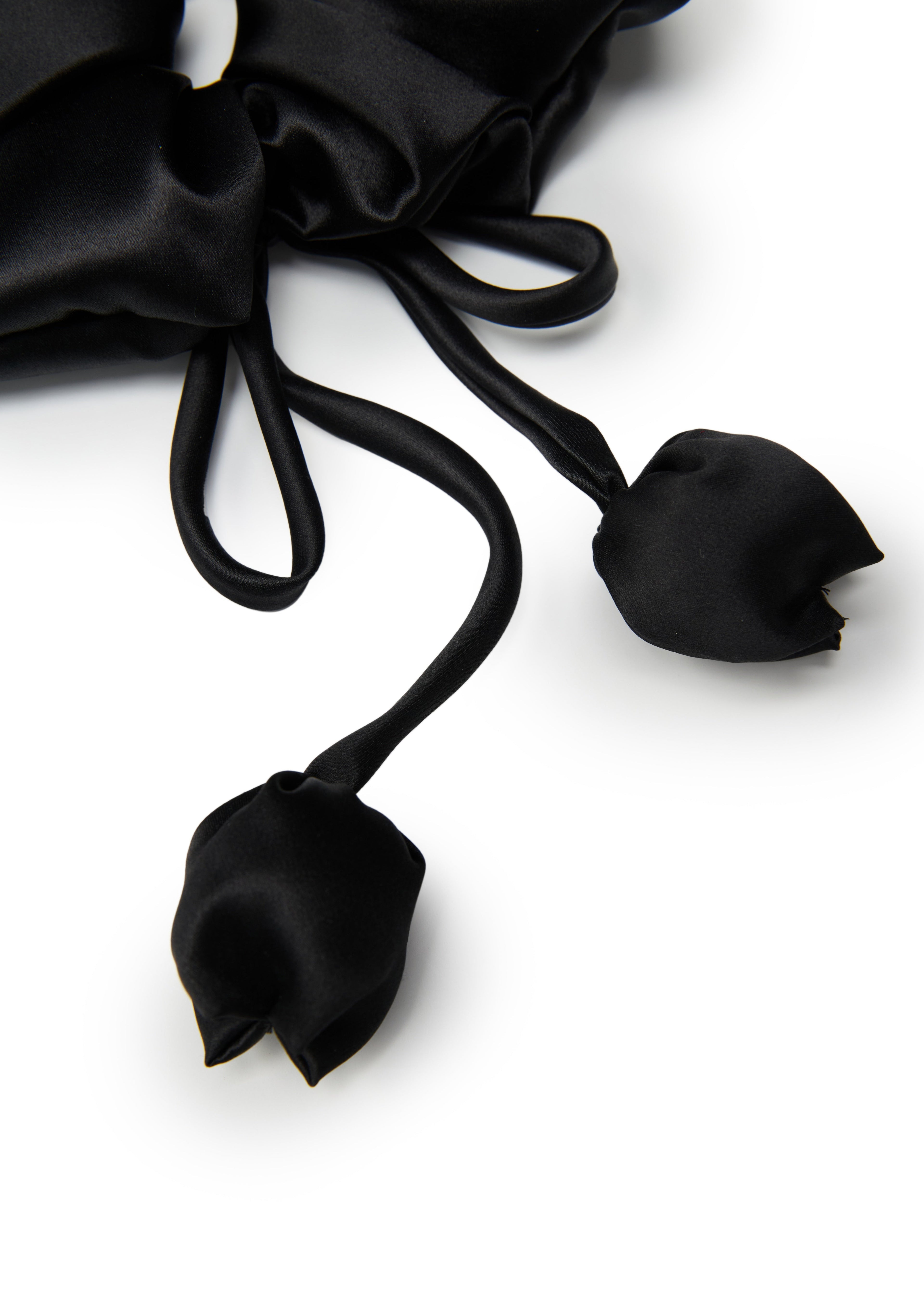 Tulip Silk Hair Tie Scrunchie - Black