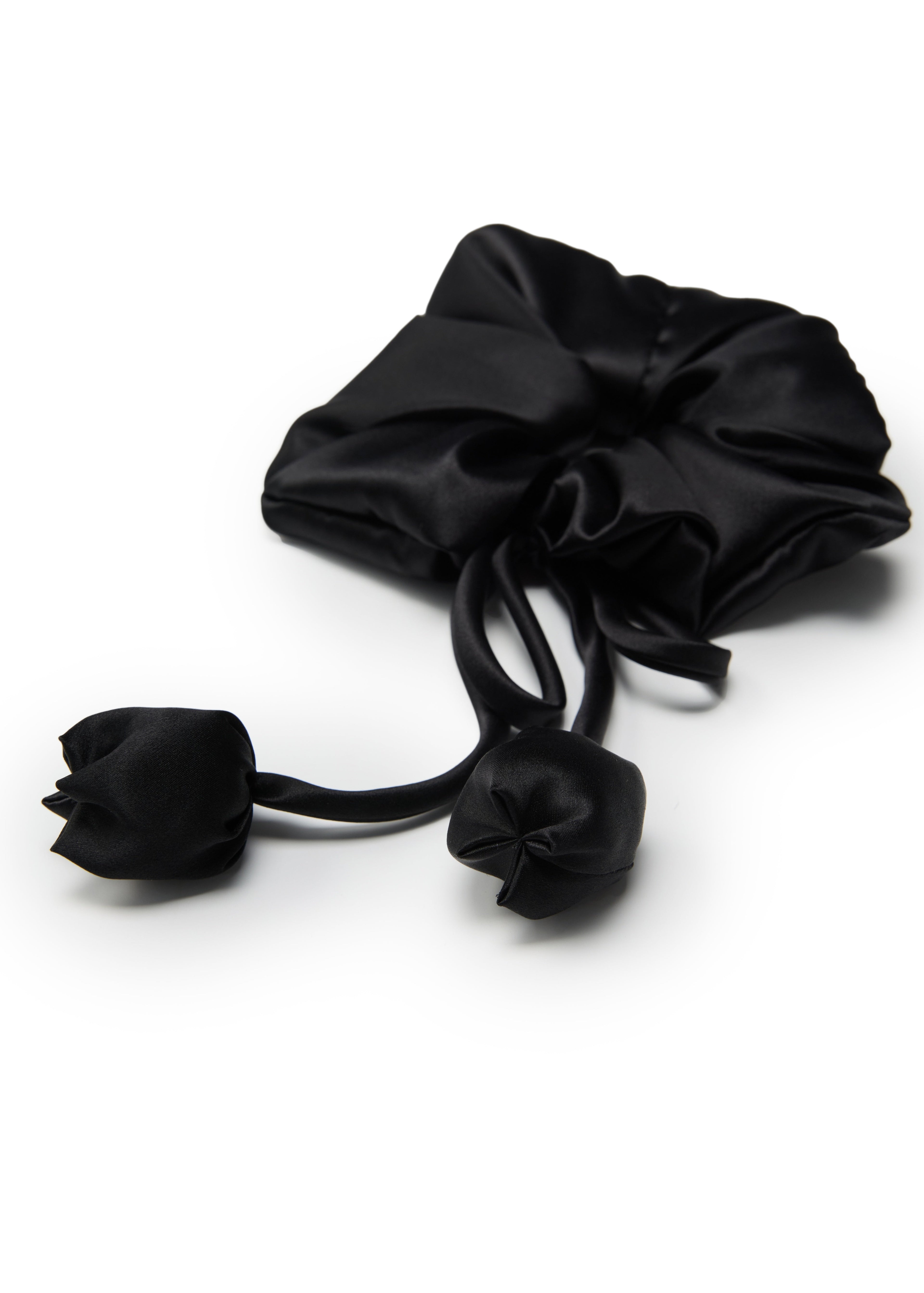 Tulip Silk Hair Tie Scrunchie - Black