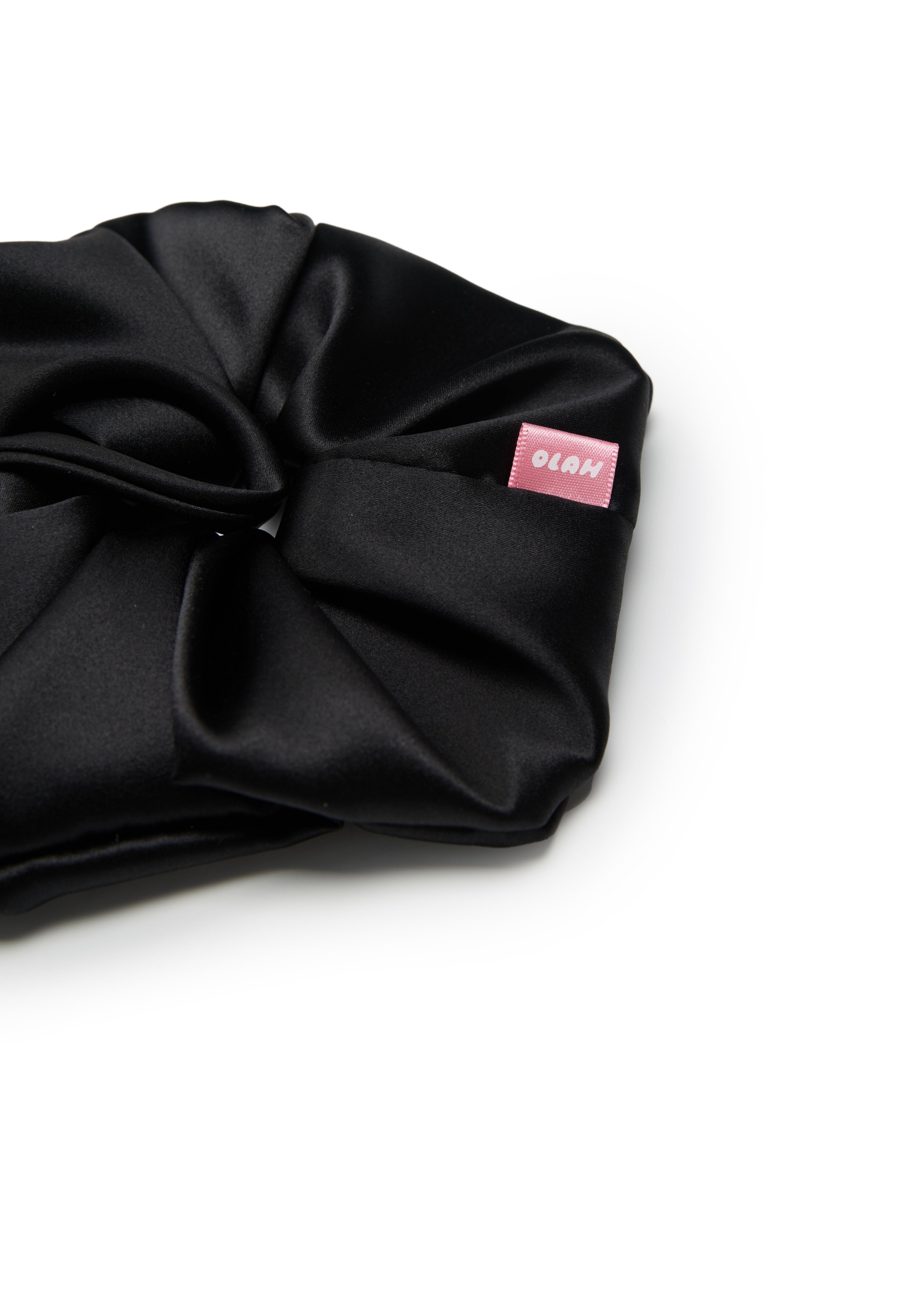 Tulip Silk Hair Tie Scrunchie - Black - Black - OLAH Ponytail Holders