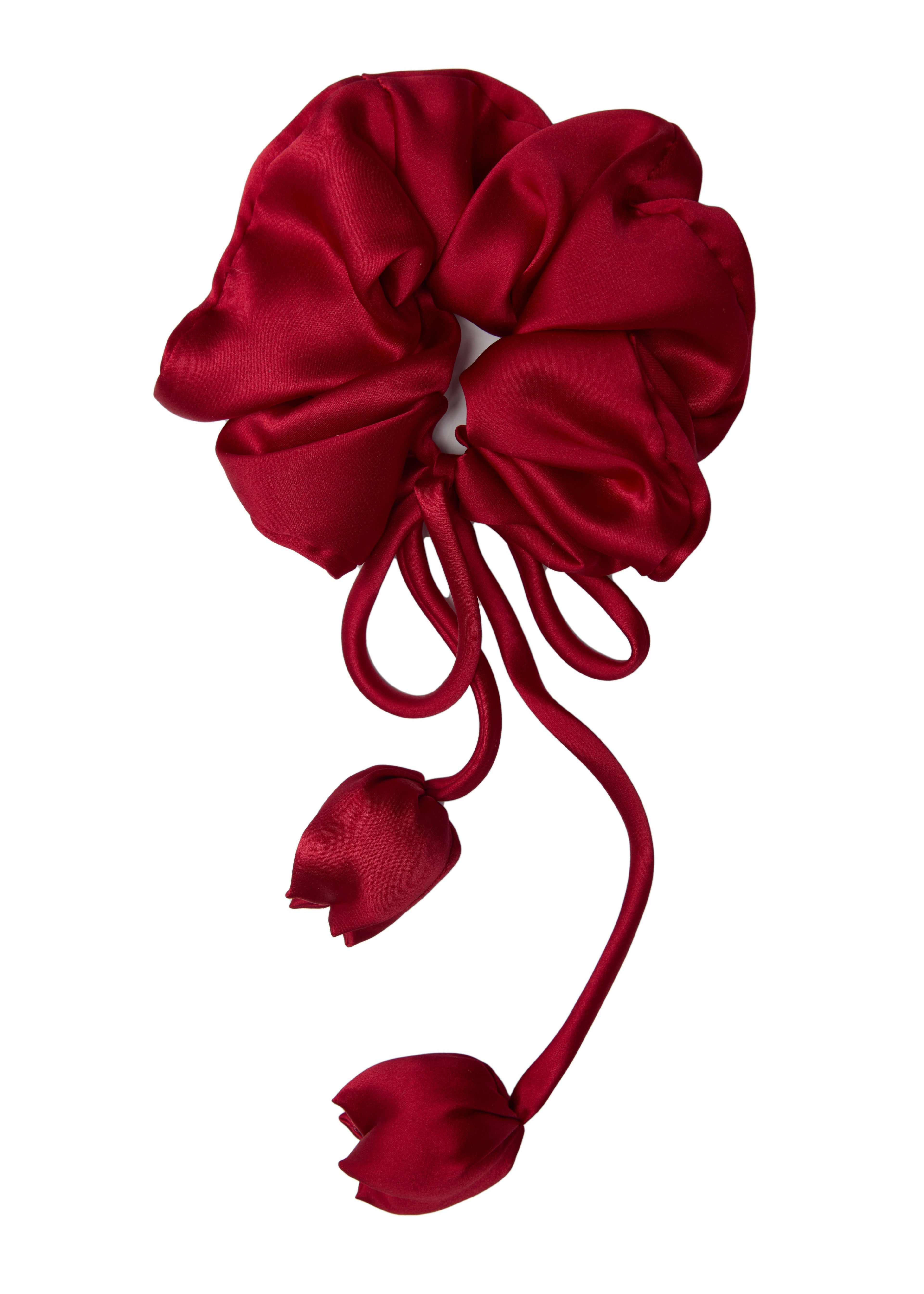 Tulip Silk Hair Tie Scrunchie - Rouge