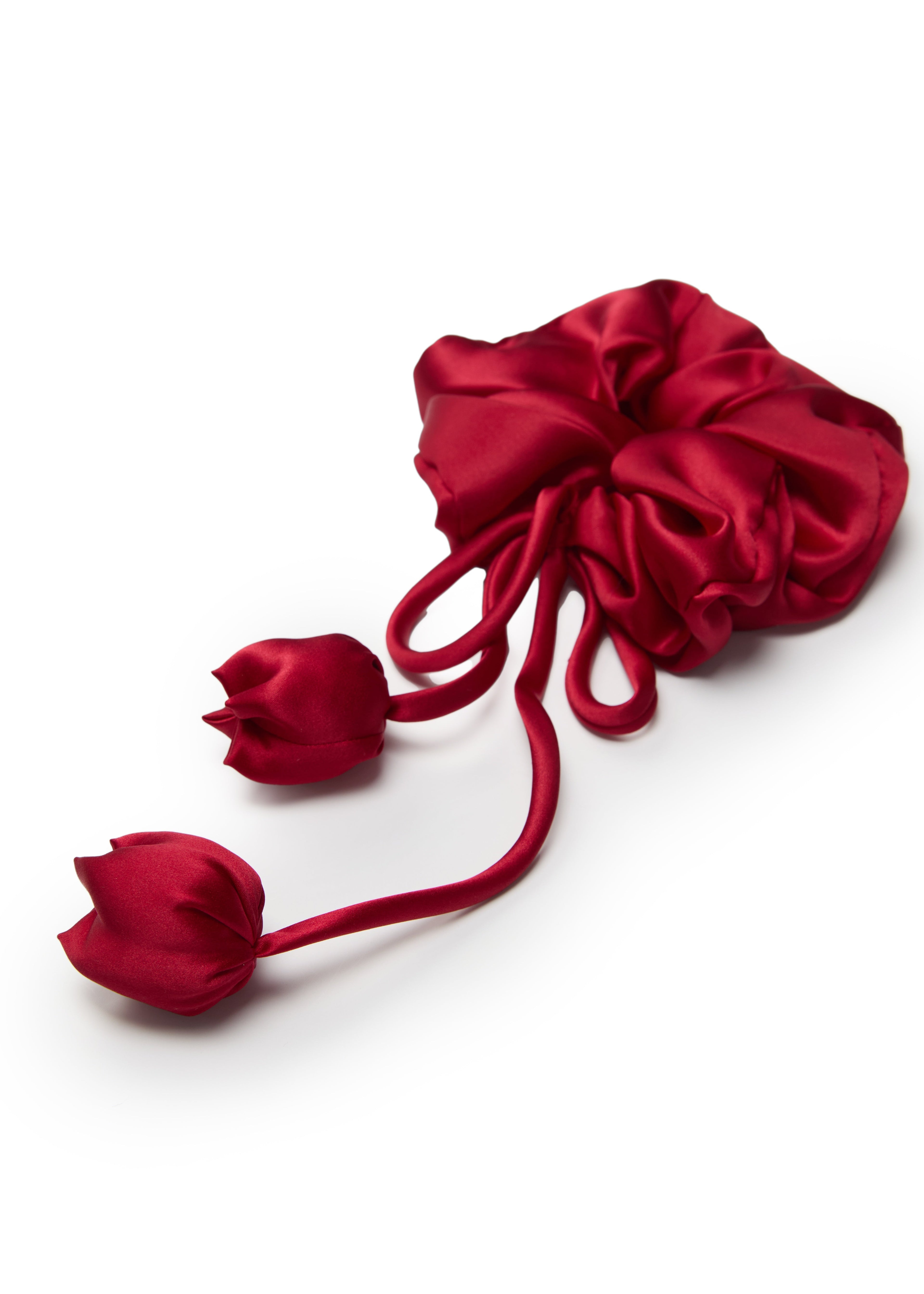 Tulip Silk Hair Tie Scrunchie - Rouge