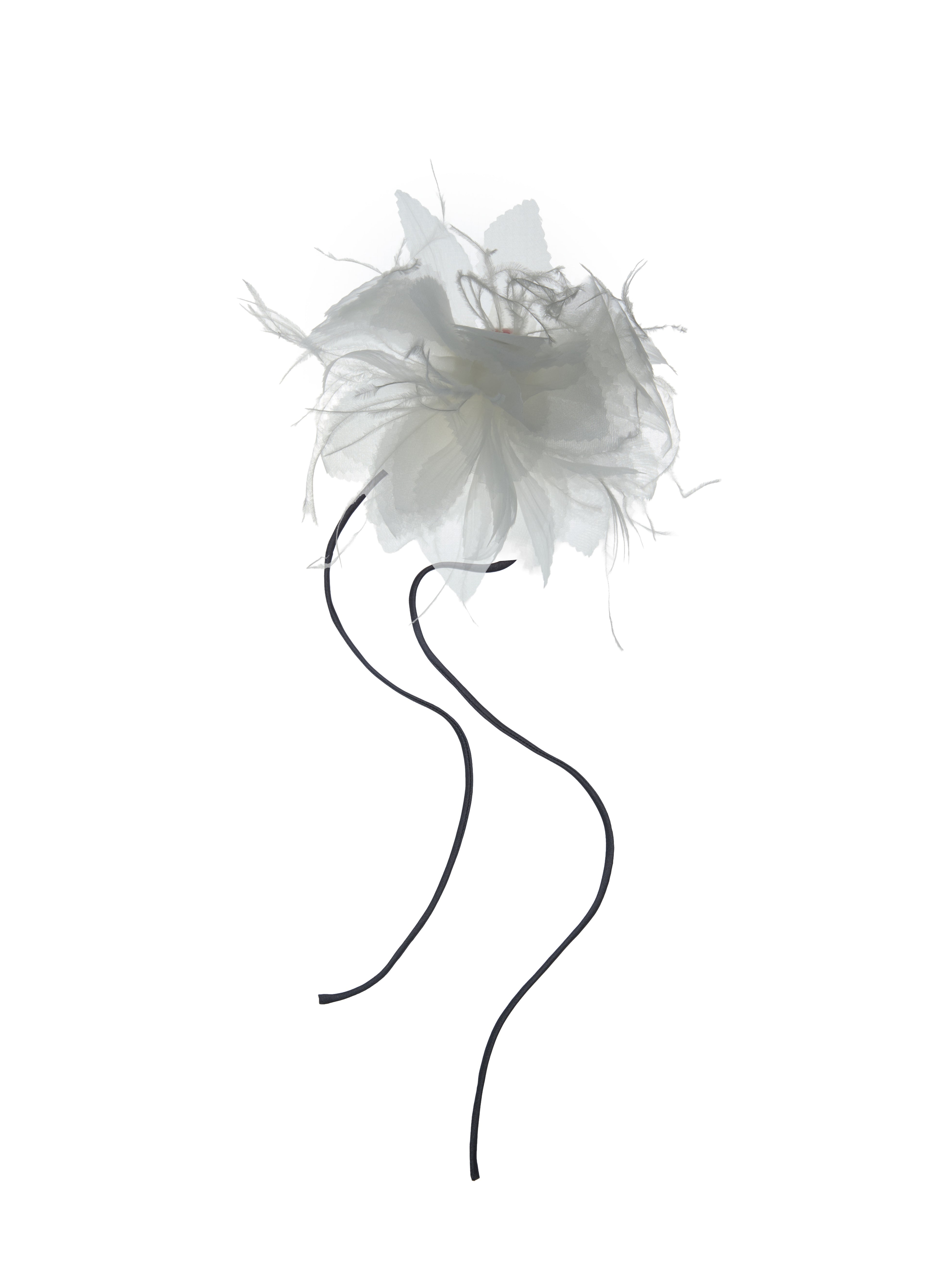 Olah Bloom Silk Flower Pin - Feather Ivory