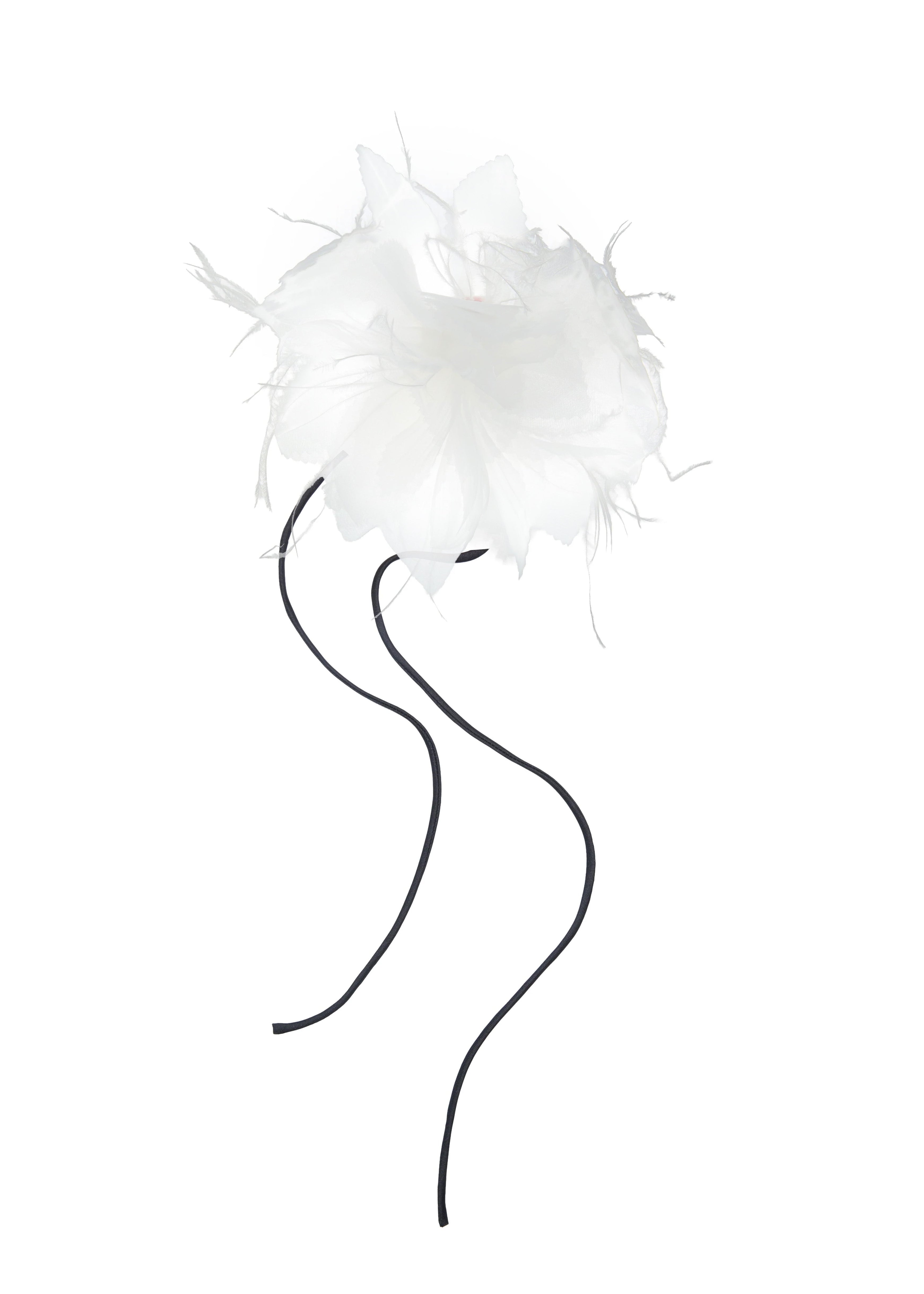 Olah Bloom Silk Flower Pin - Feather Ivory