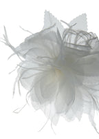 Olah Bloom Silk Flower Pin - Feather Ivory
