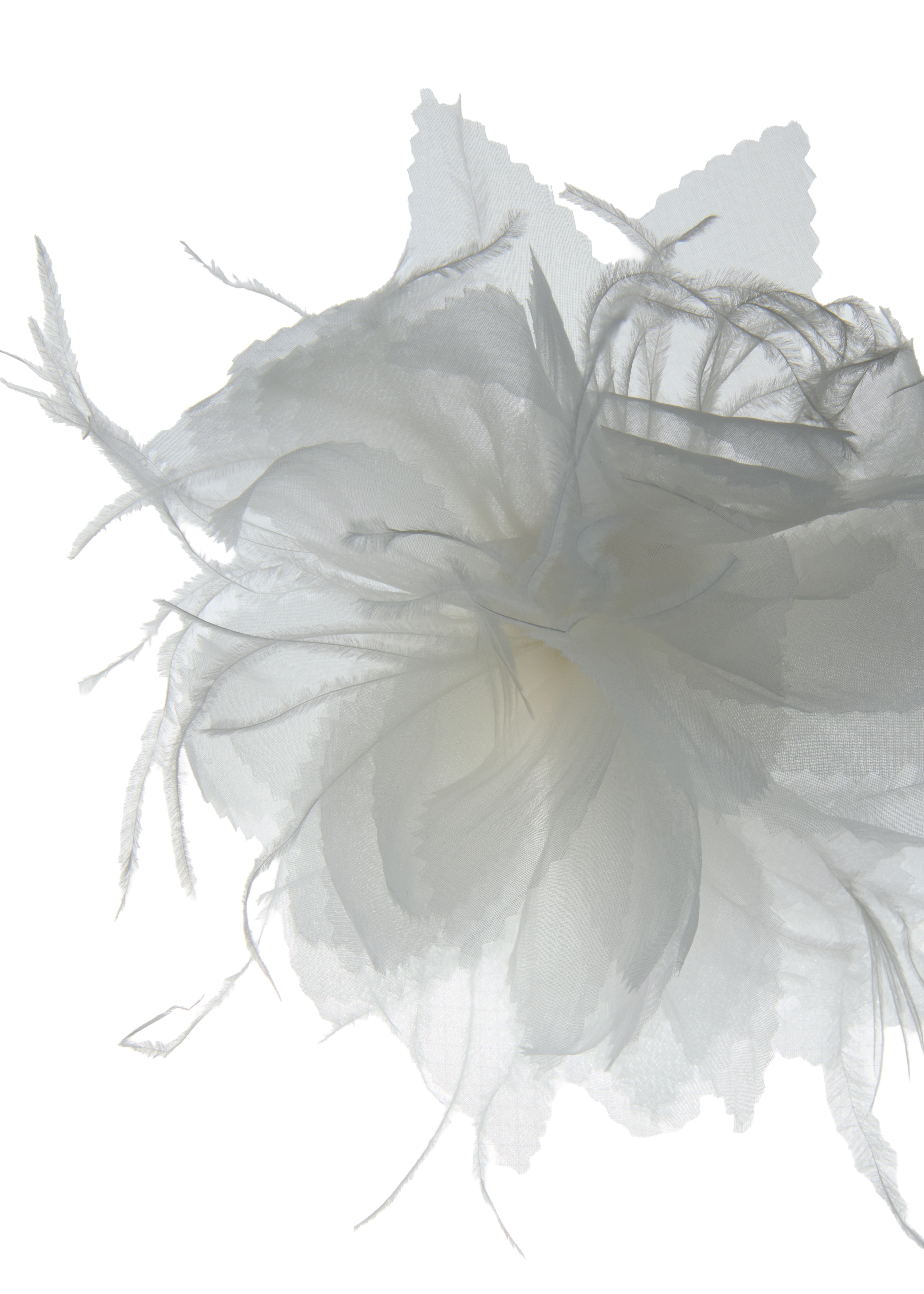 Olah Bloom Silk Flower Pin - Feather Ivory
