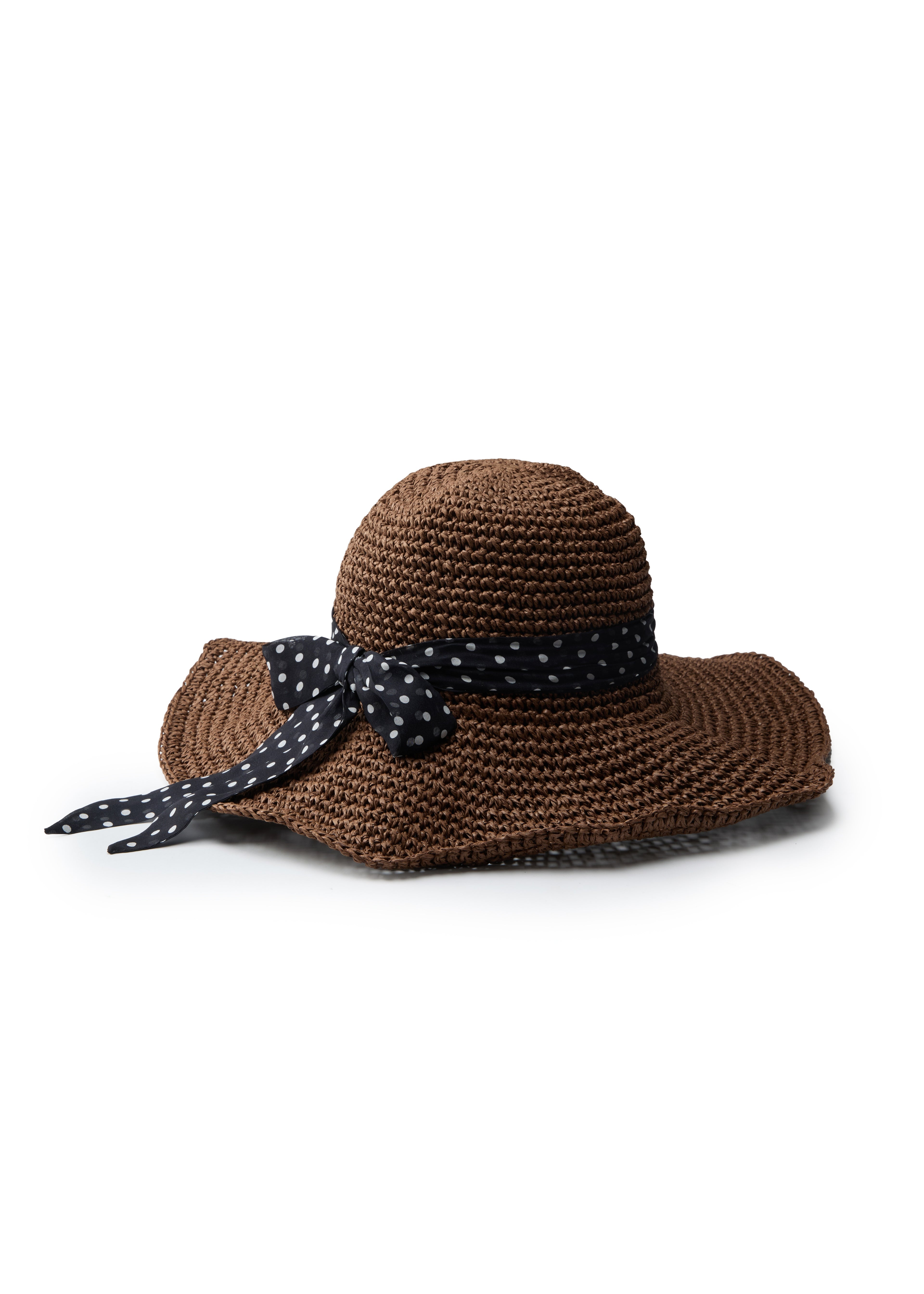 Wild Brim Packable Straw Hat with Silk Ribbon - Café Noir