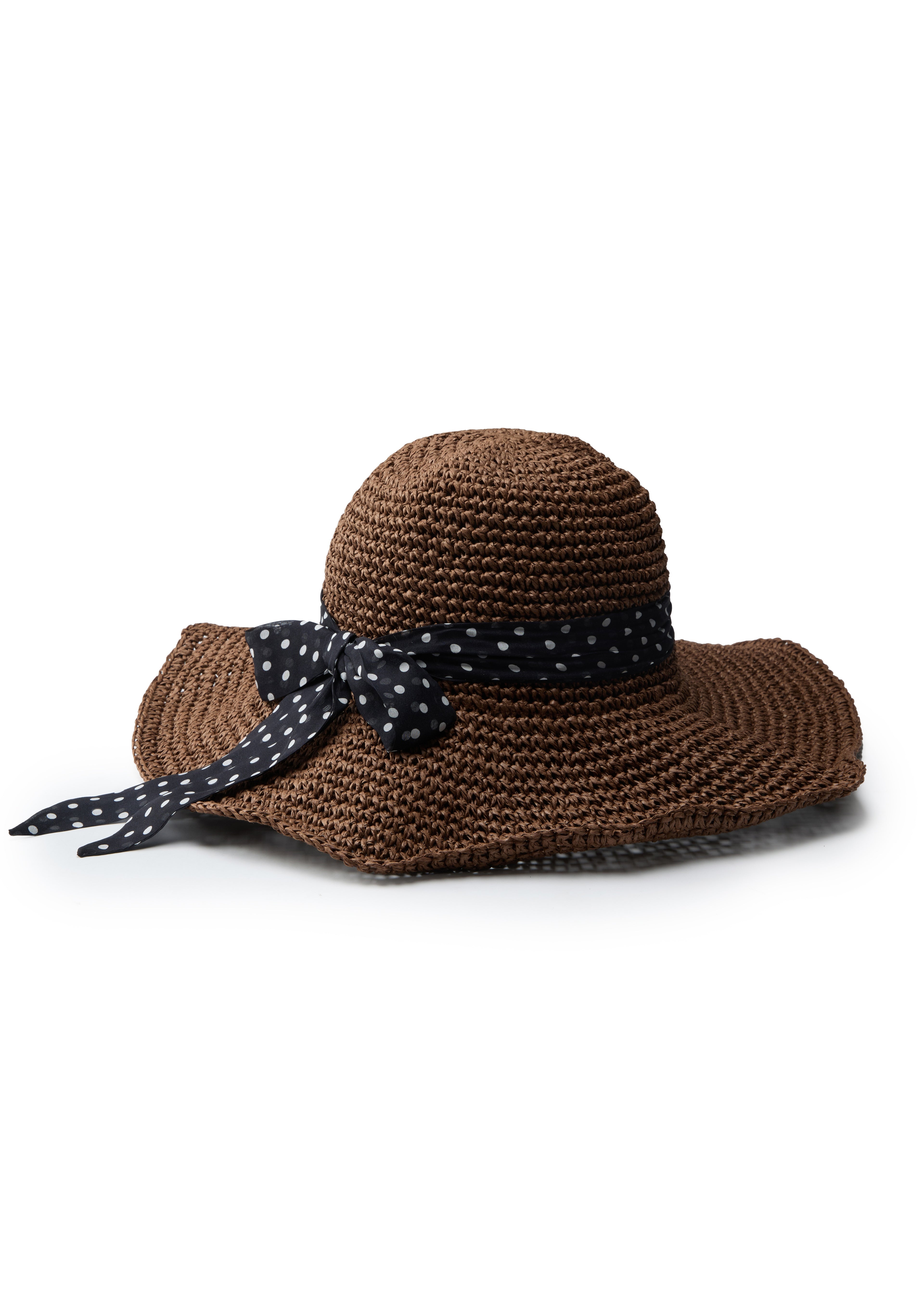 Wild Brim Packable Straw Hat with Silk Ribbon - Café Noir