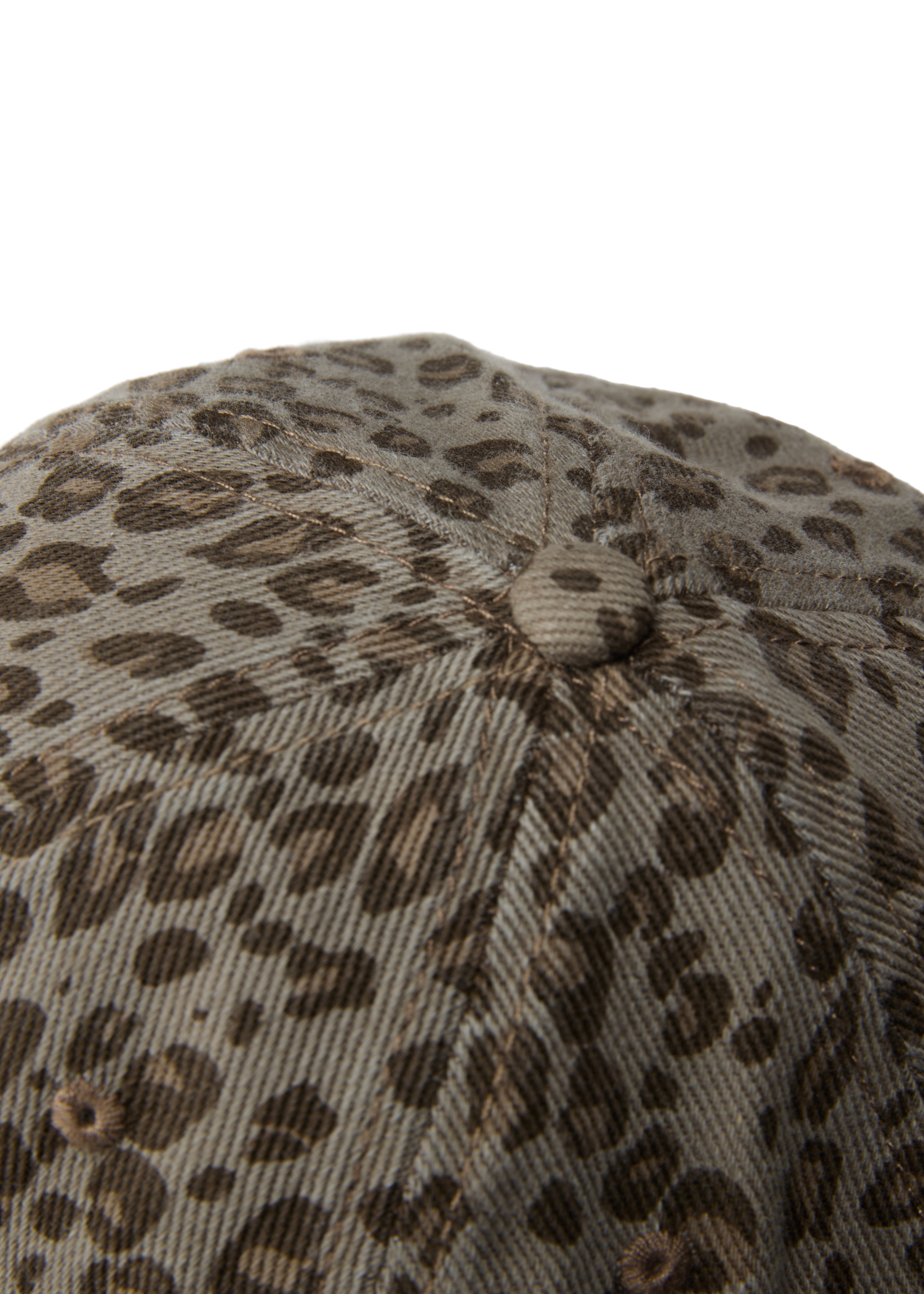 Leopard Print Baseball Cap - Stone
