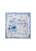 Barcelona Large Silk Square Scarf - Mediterranean Blue