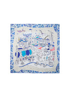 Barcelona Large Silk Square Scarf - Mediterranean Blue