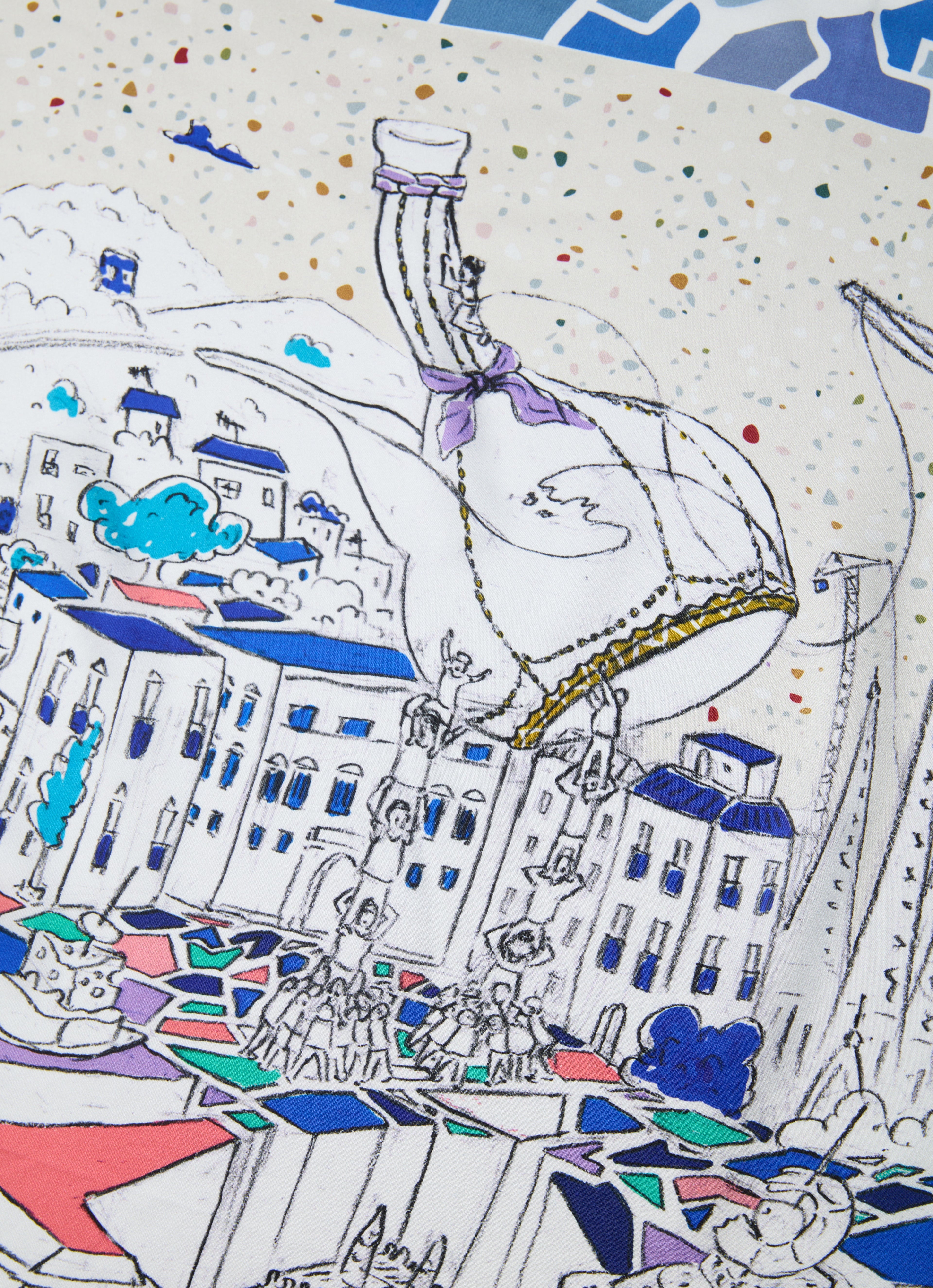 Barcelona Large Silk Square Scarf - Mediterranean Blue
