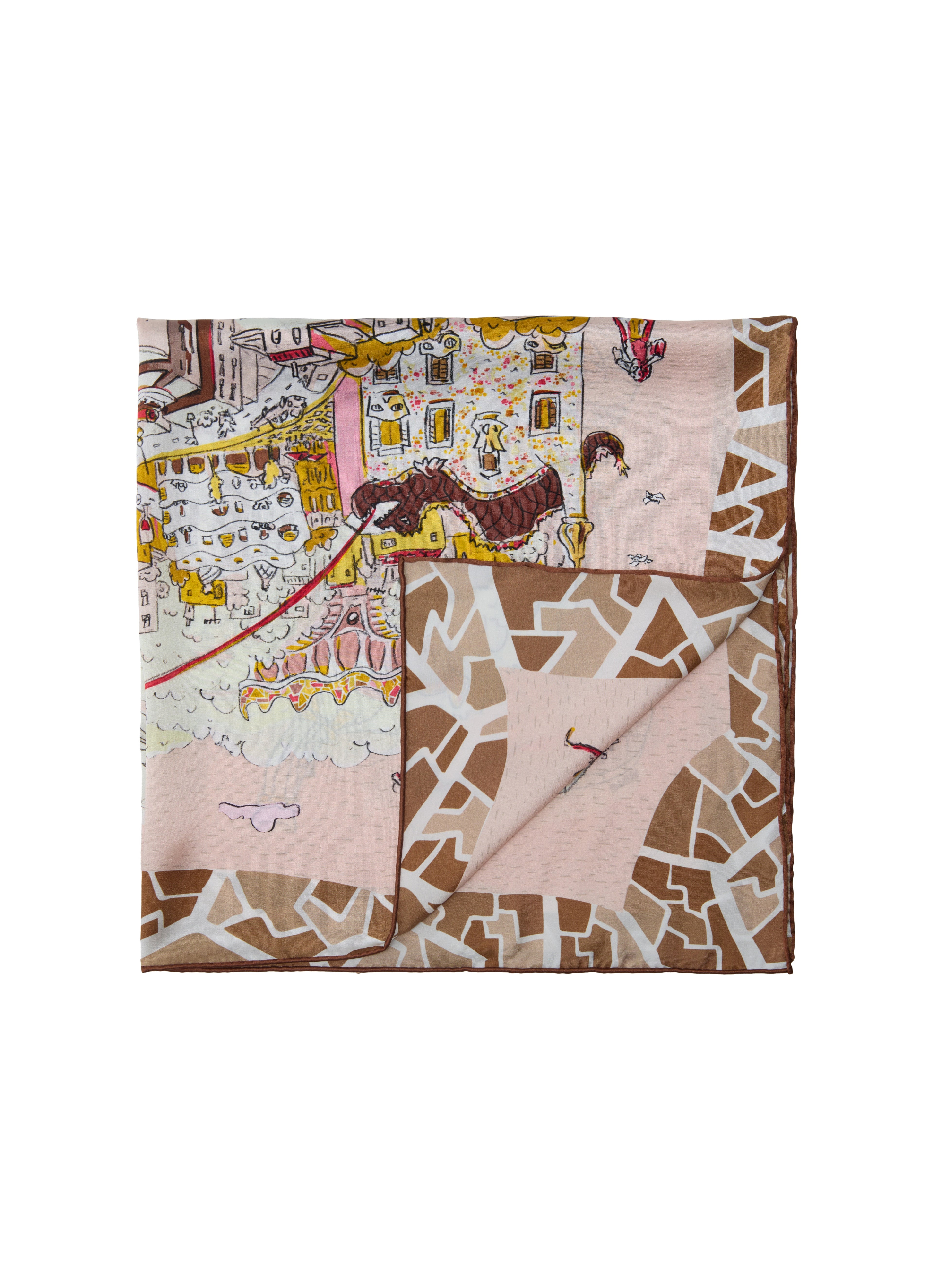 Barcelona Silk Square Scarf - Gothic Brown
