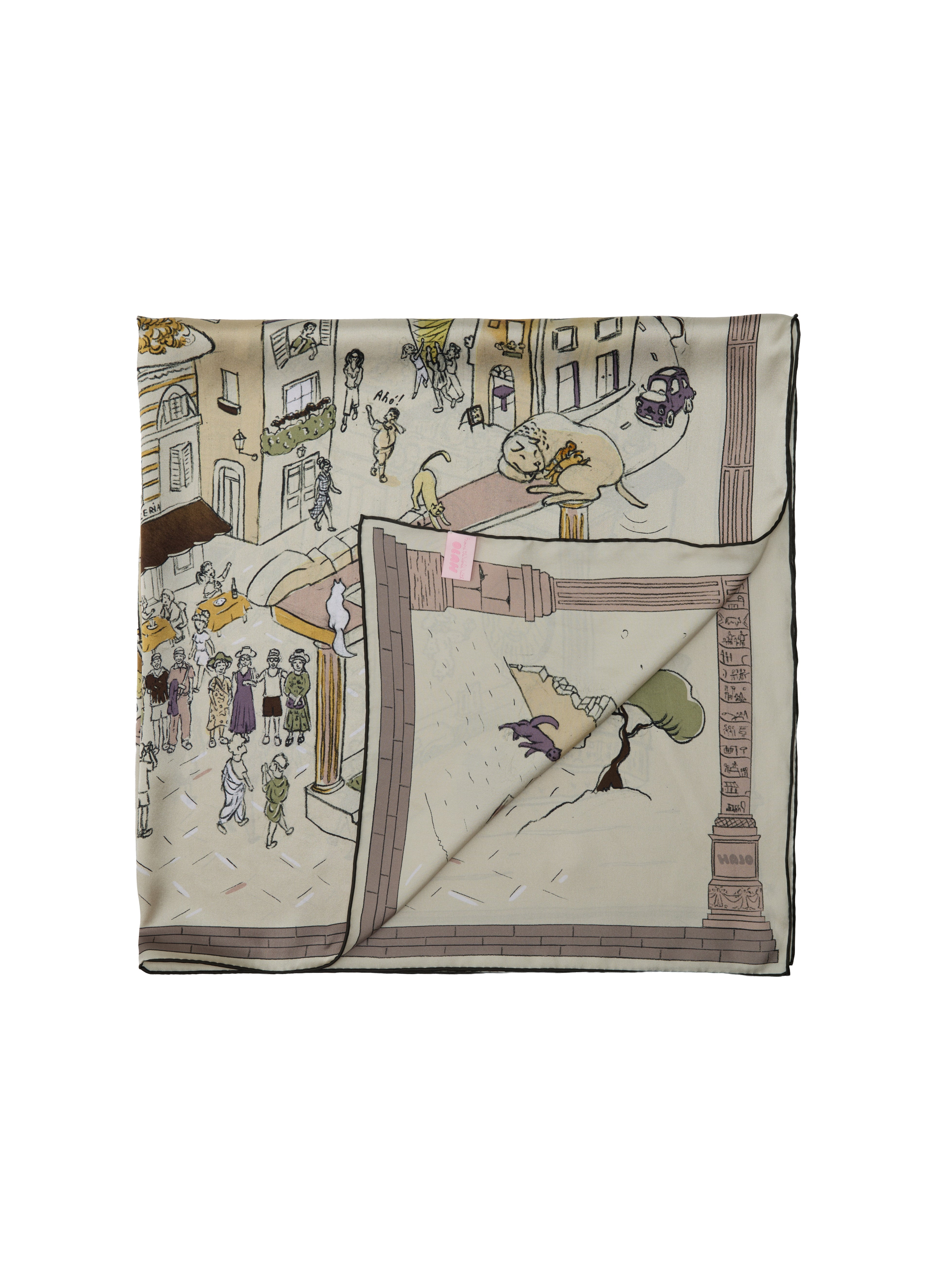 Rome Large Silk Square Scarf - Soft Limestone