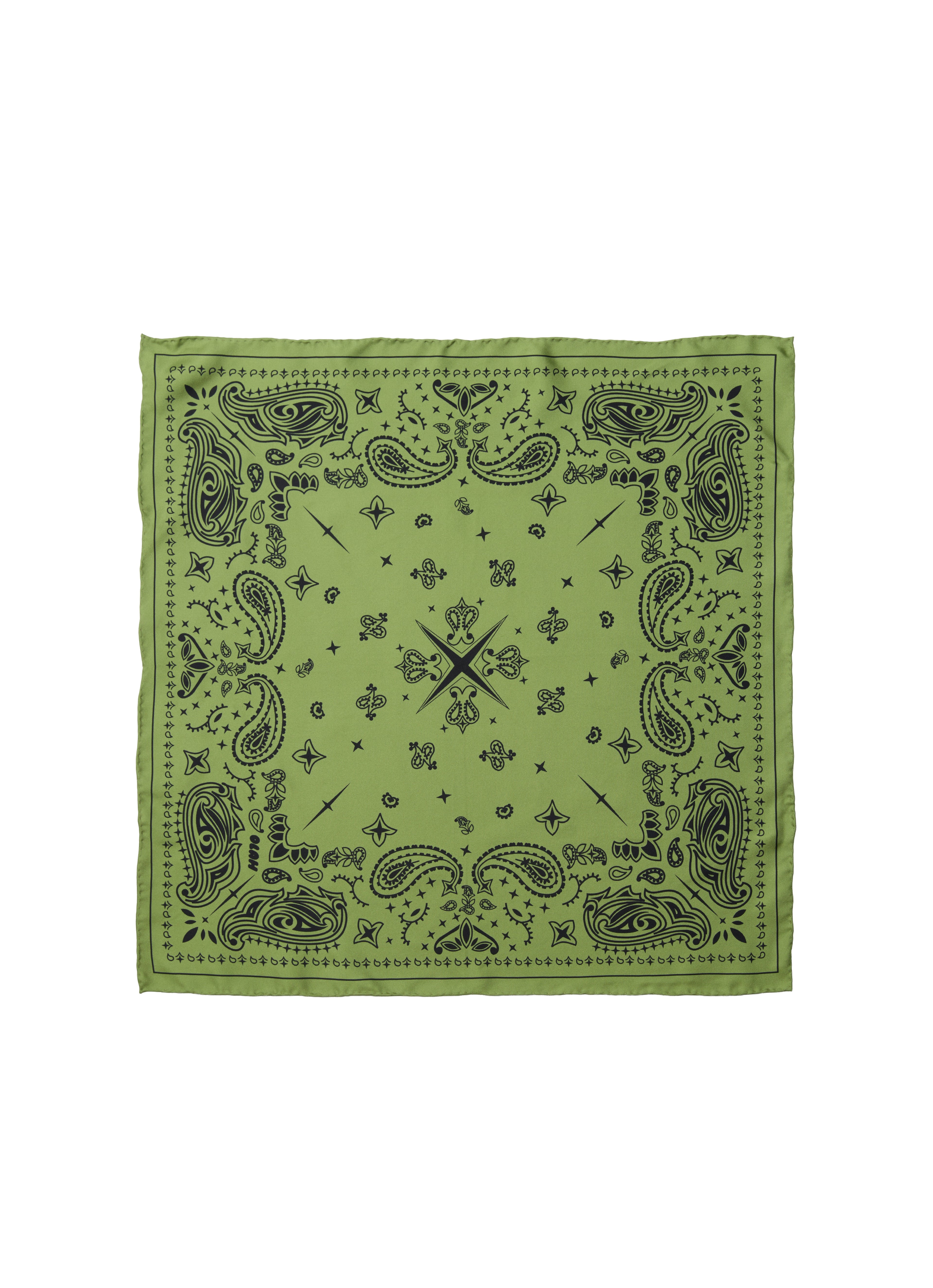 Paisley Silk Bandana Scarf - Soft Olive