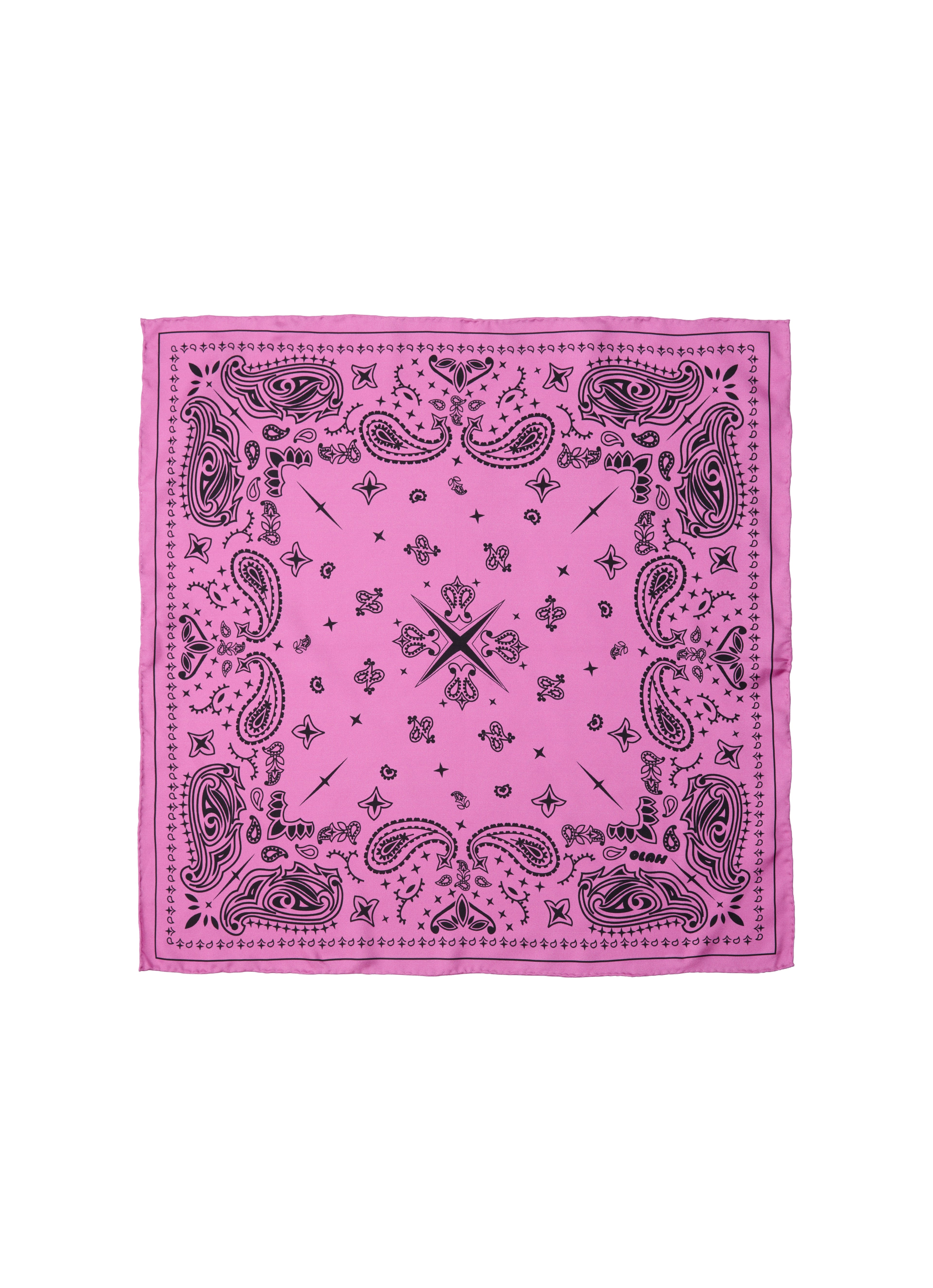 Paisley Silk Bandana Scarf - Hot Pink Bloom
